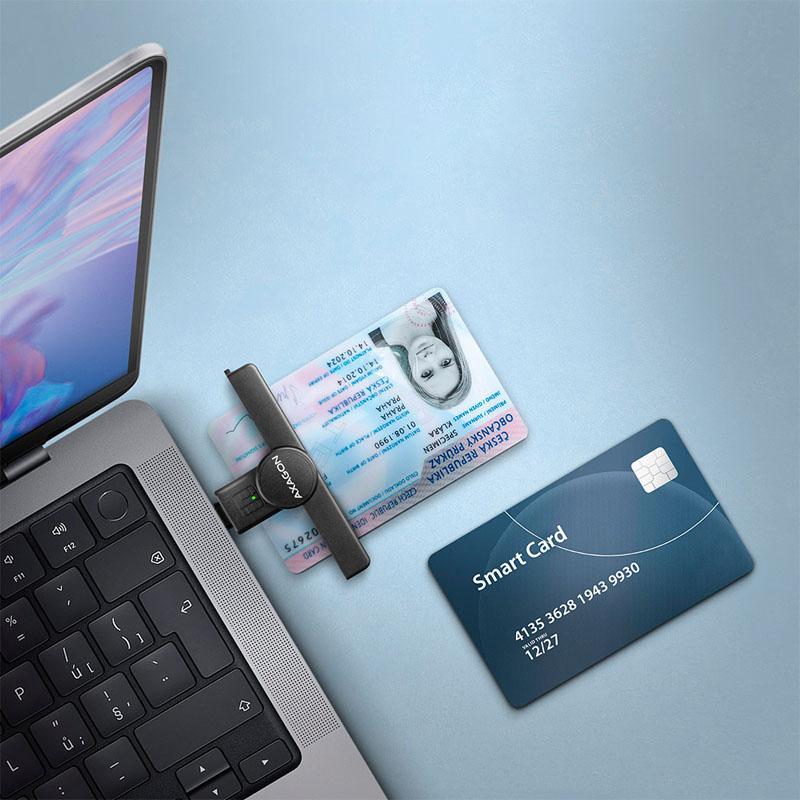 Axagon CRE-SMPC USB-C Smart card/ID card PocketReader lettore di card readers Interno USB tipo-C Nero