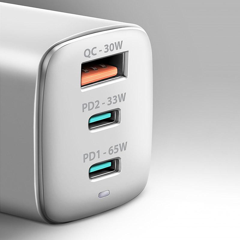 *Caricatore da muro GaN 3xport ACU-DPQ65W da 65 W bianco