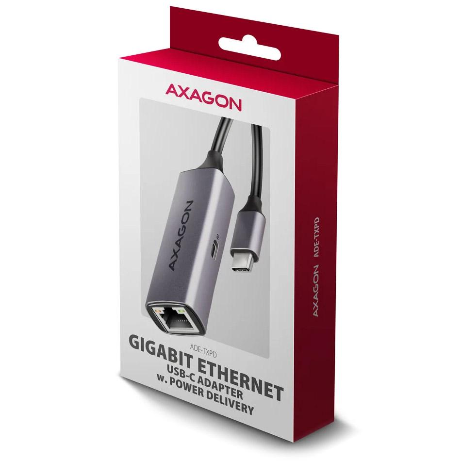 Axagon ADE-TXPD replicatore di porte e docking station per laptop Cablato USB 3.2 Gen 1 (3.1 Gen 1) Type-C Grigio