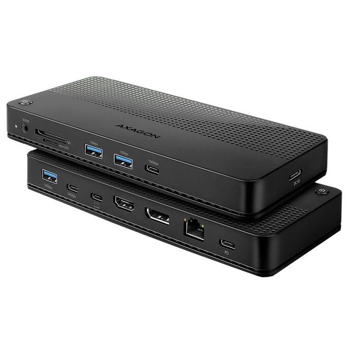 Axagon HMC-U4 replicatore di porte e docking station per laptop Cablato USB4 Nero