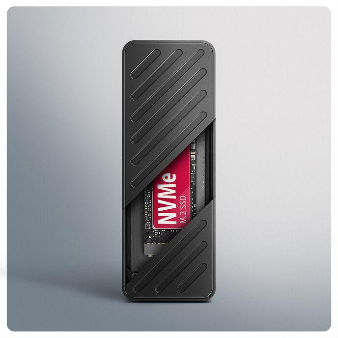Axagon EEM2-20G NVMe-SSD-Gehuse USB-C 3.2 20 Gbps 2230 - 2280 - schwarz Box esterno SSD Nero M.2
