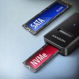 Axagon ADM2-AM USB-A 10Gbps - M.2 NVMe & SATA SSD adaptér, kabelis USB-A 10cm Box esterno SSD Nero