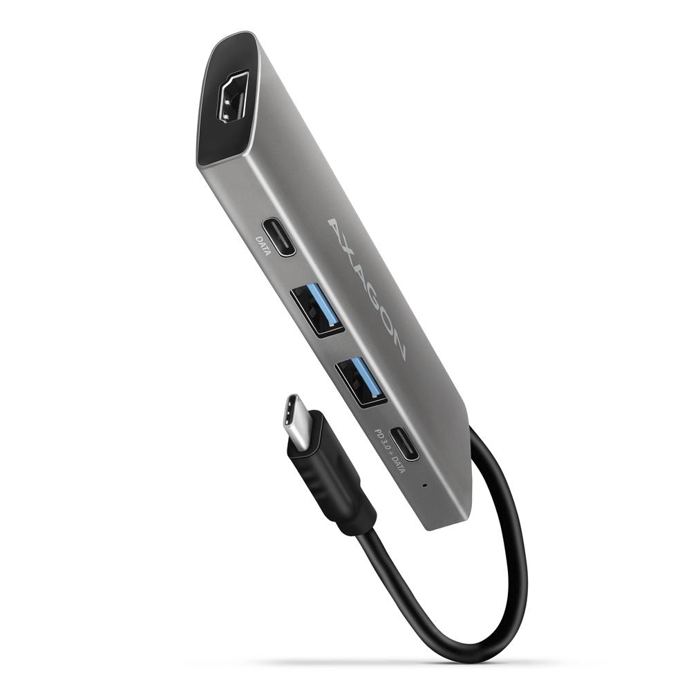 Axagon HMC-5G21 replicatore di porte e docking station per laptop Cablato USB 3.2 Gen 2 (3.1 Gen 2) Type-C Grigio