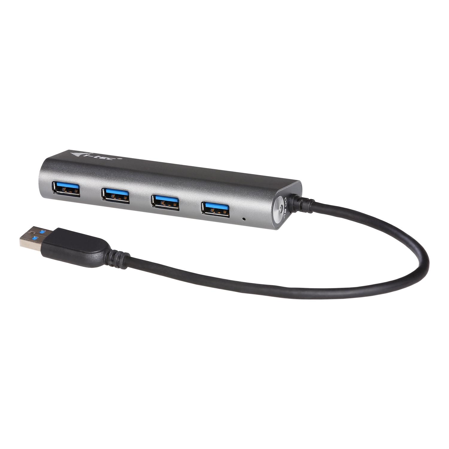 i-tec Metal U3HUB448 hub di interfaccia USB 3.2 Gen 1 3.1 Gen 1 Type-A 5000 Mbit/s Grigio (I-TEC USB 3.0 4-PORT HUB ALU. - ACTI