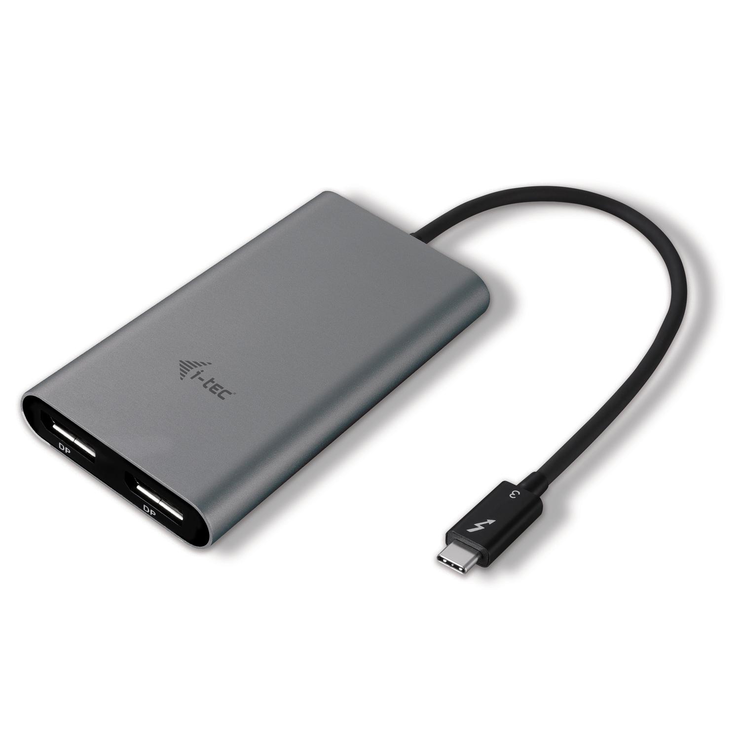 i-tec THUNDERBOLT 3 Dual Display Port Video Adapter for Thunderbolt 3 macOS and Windows laptops and tablets, supports 1x 5K 60H