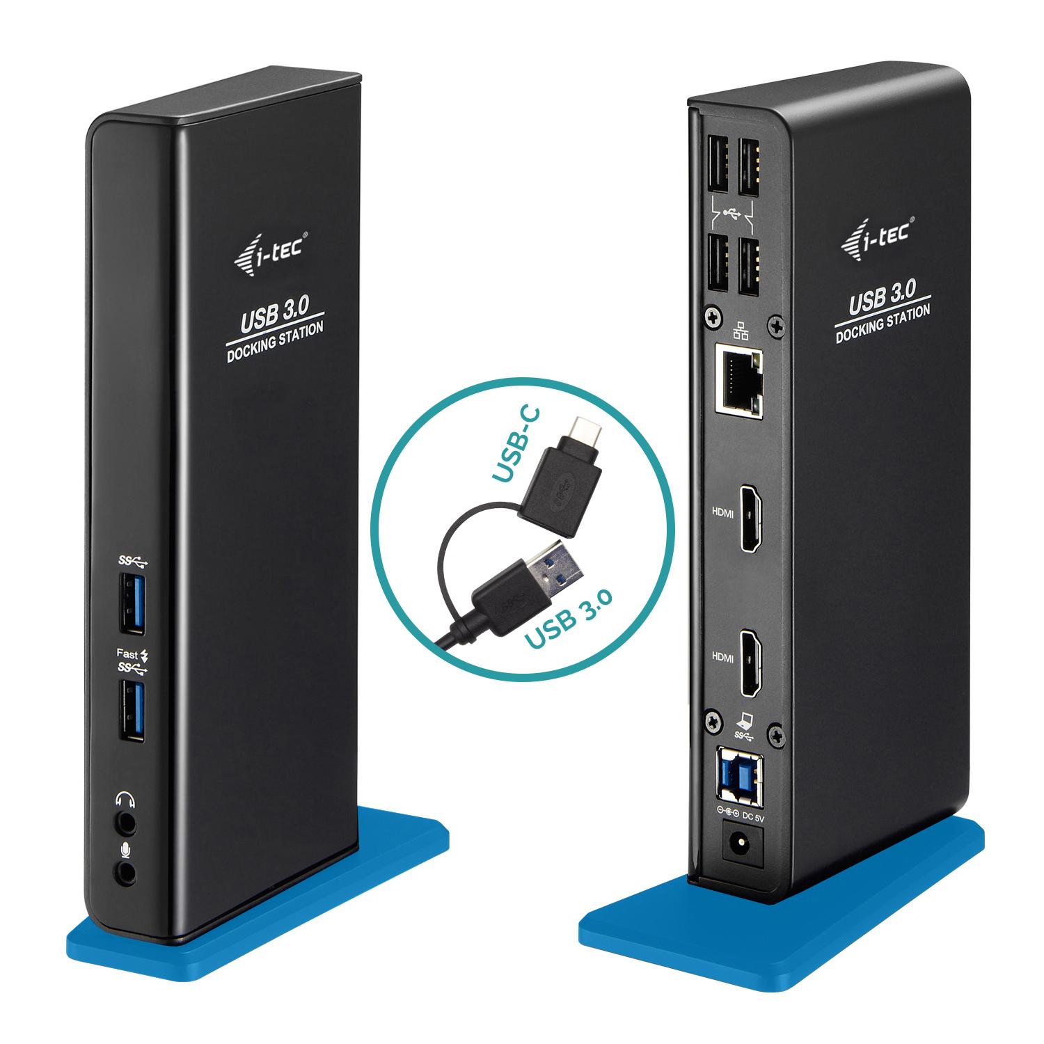i-tec U3DUALHDMIDOCKUK replicatore di porte e docking station per laptop Cablato USB 3.2 Gen 1 3.1 Gen 1 Type-A Nero (Hybrid US