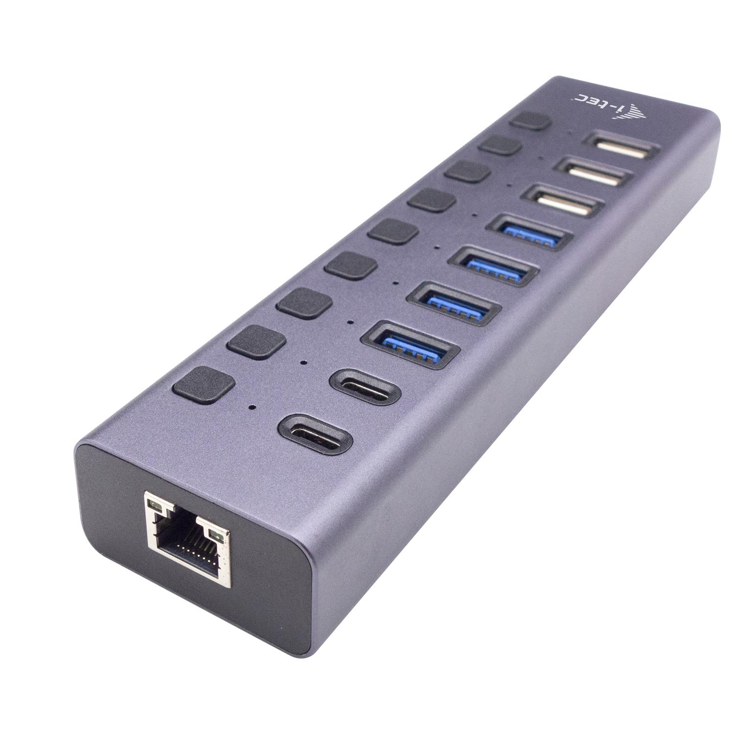 i-tec CACHARGEHUB9LANUK hub di interfaccia USB 2.0 Type-C 5000 Mbit/s Grigio