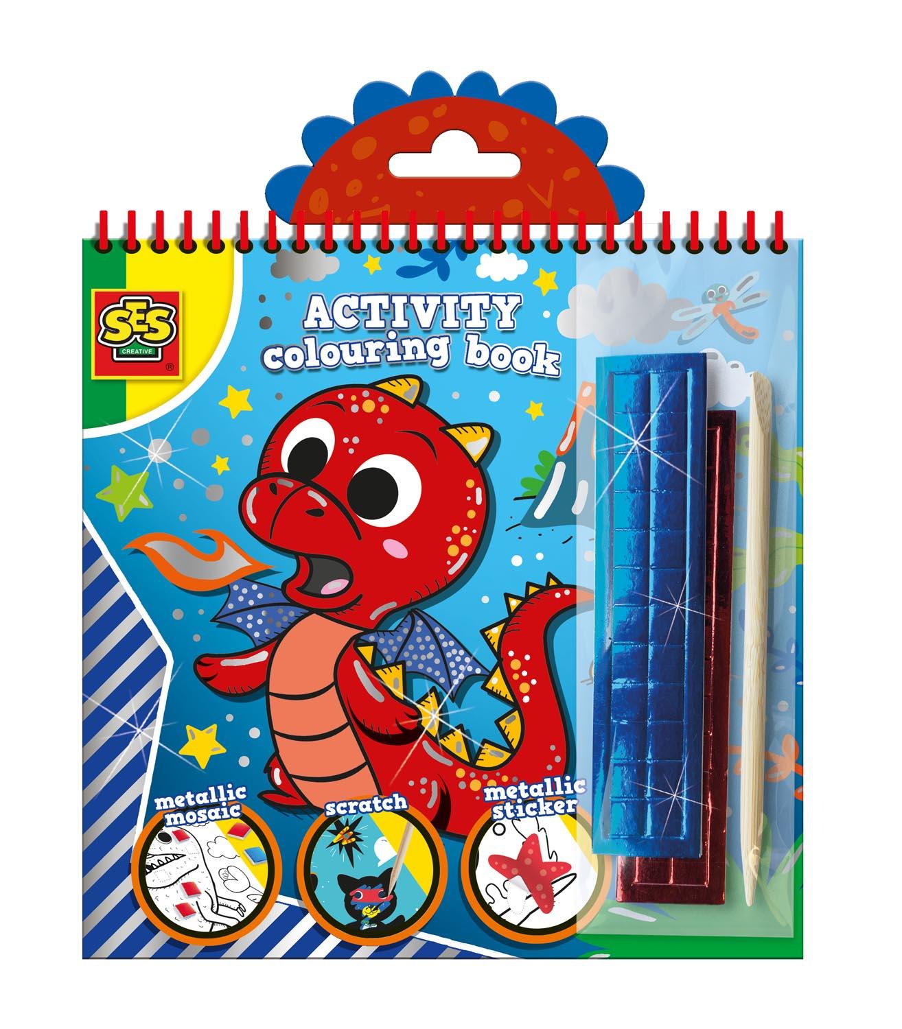 SES CREATIVE Children's Activity Colouring Book Metallic 3-in-1 Set 3 Years and Above 00115