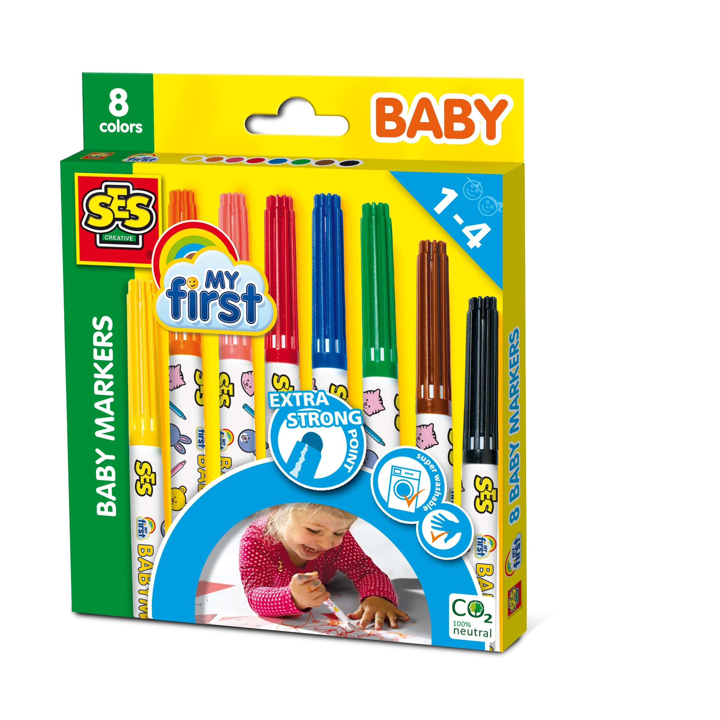 SES Creative My First Pennarelli per bimbi piccoli (SES CREATIVE Children's My First Baby Markers Set 8 Colours Unisex 1 to 4 Y