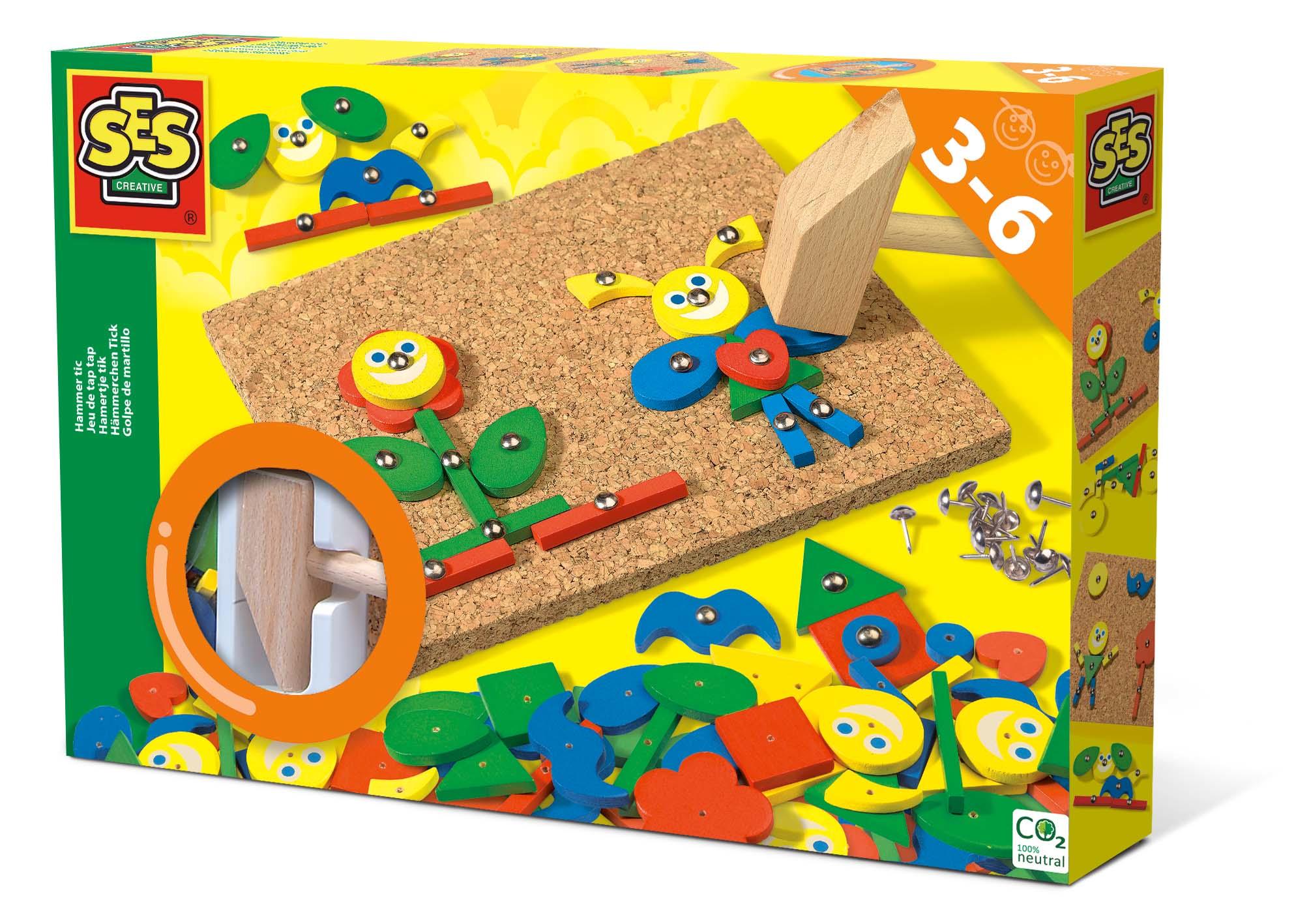SES Creative Chiodini e martello (SES CREATIVE Children's Hammer Tap Tap Fantasy Motor Skills Toy 3 to 6 Years Multi-colour 009