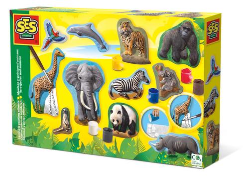 SES Creative Animali da creare e dipingere (SES CREATIVE Children's Animals Casting and Painting Set Unisex 5 to 12 Years Multi