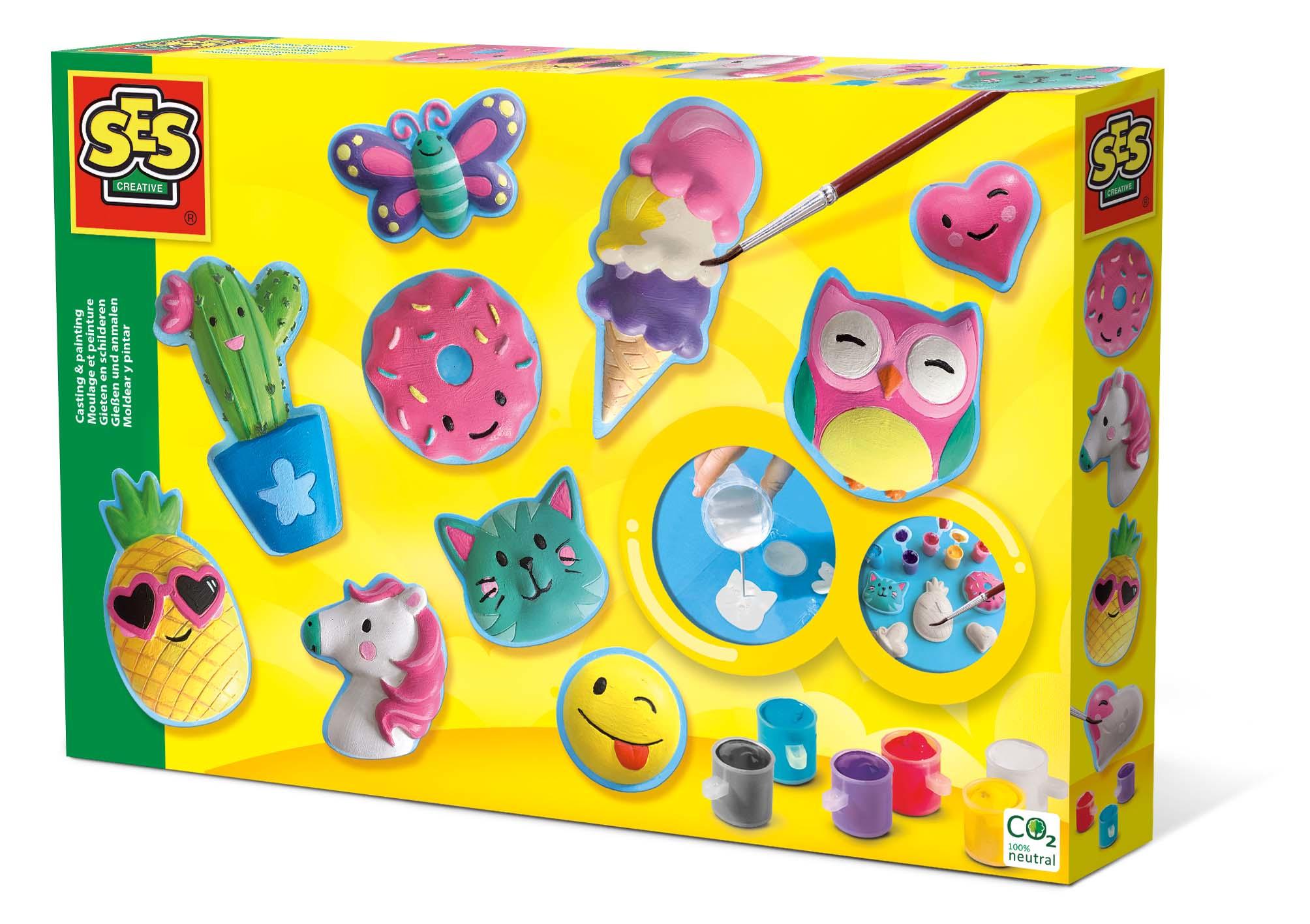 SES Creative Modellare e dipingere simpatici personaggi (SES CREATIVE Happy Figures Casting & Painting Kit Unisex Ages Five to