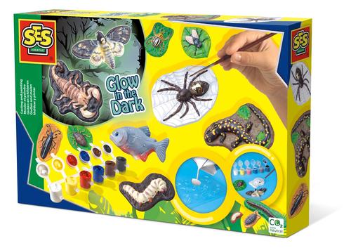 SES Creative Set per modellare e dipingere animali spaventosi fluorescenti al buio per bambini (SES CREATIVE Children's Scary A