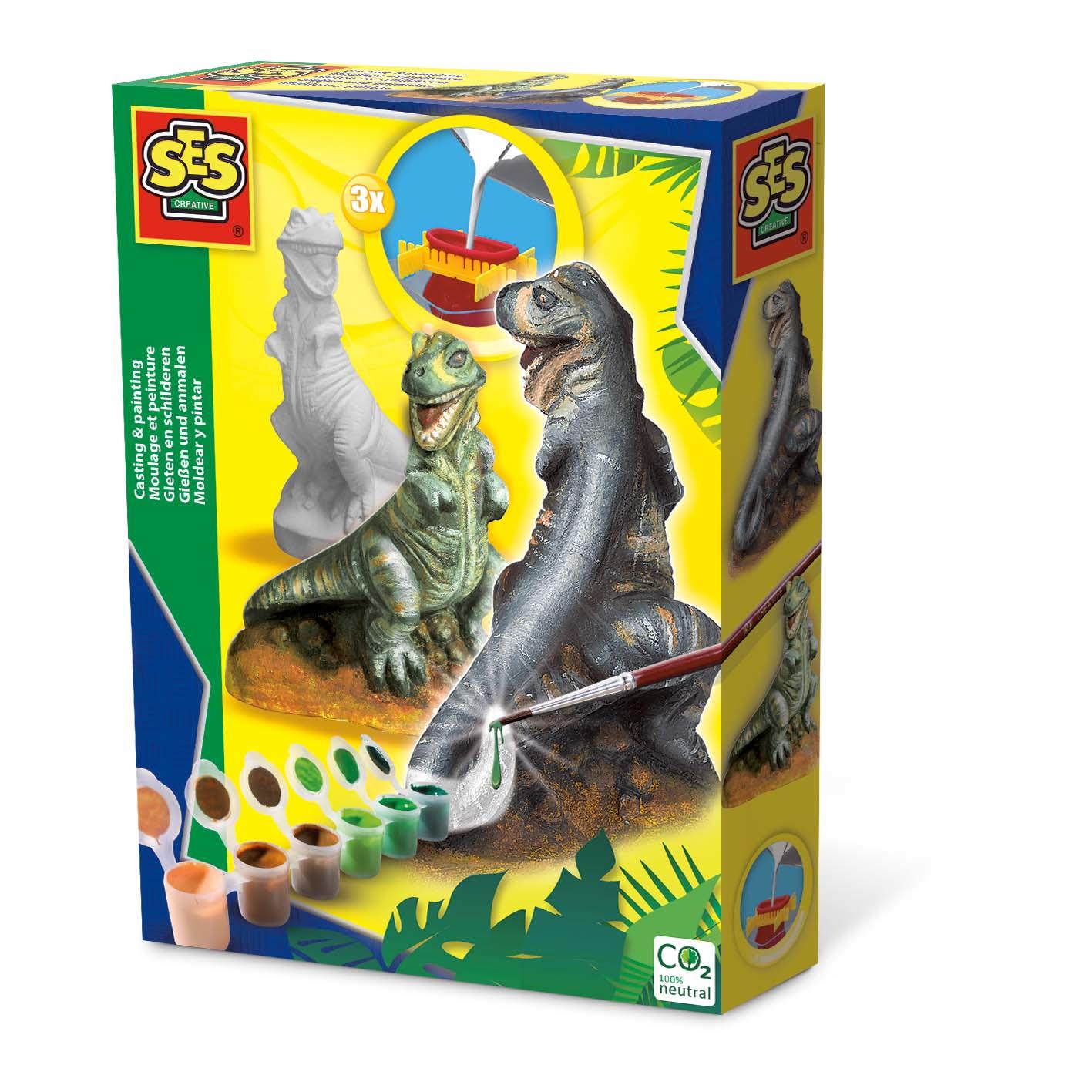 SES Creative Creare e dipingere T-rex (SES CREATIVE Children's T-rex Casting and Painting Set Unisex 5 to 12 Years Multi-colour