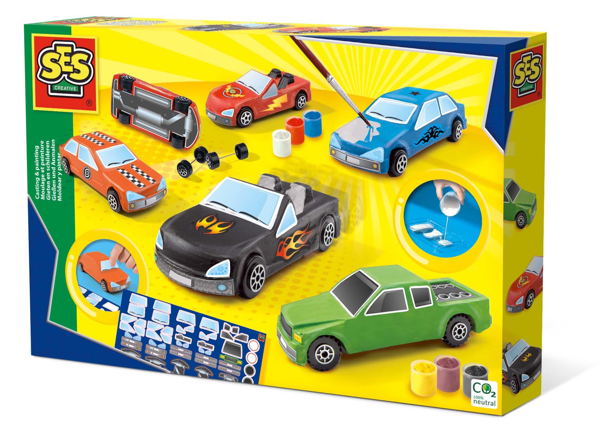 SES Creative Auto da creare e dipingere (SES CREATIVE Cars Casting & Painting Kit Unisex Ages Six to Twelve Years Multi-colour