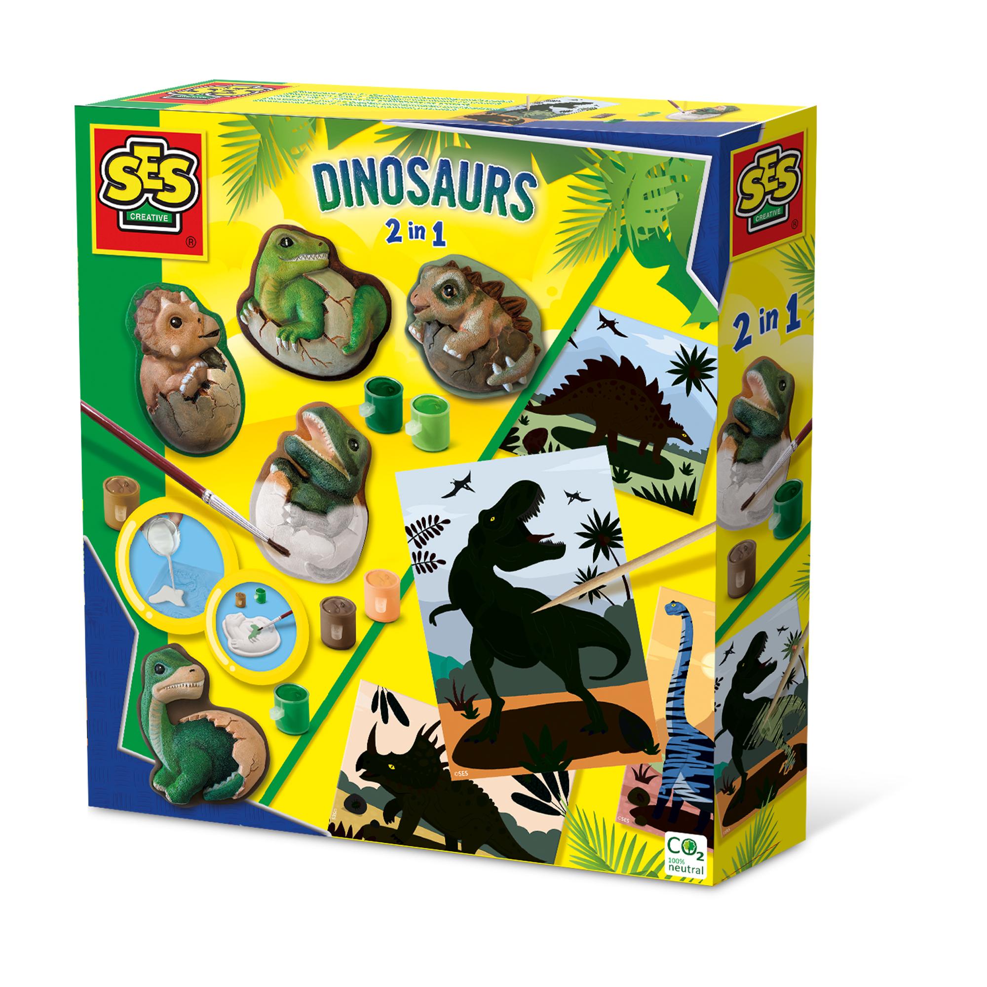 SES CREATIVE Dinosaurs 2-in-1 Casting and Painting and Scratch 01408