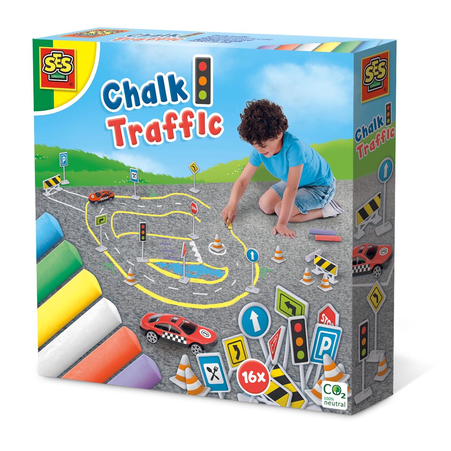 SES CREATIVE Children's Pavement Chalk & Traffic Set 3 Years and Above 02203