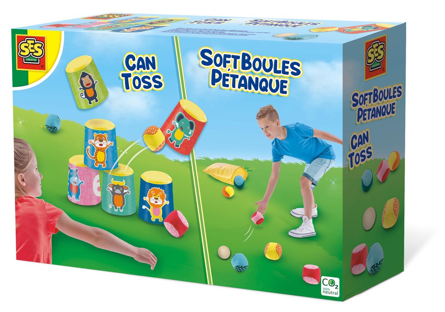 SES CREATIVE Can Toss and Soft Boules Petanque 2-in-1 Game 4 Years and Above 02292