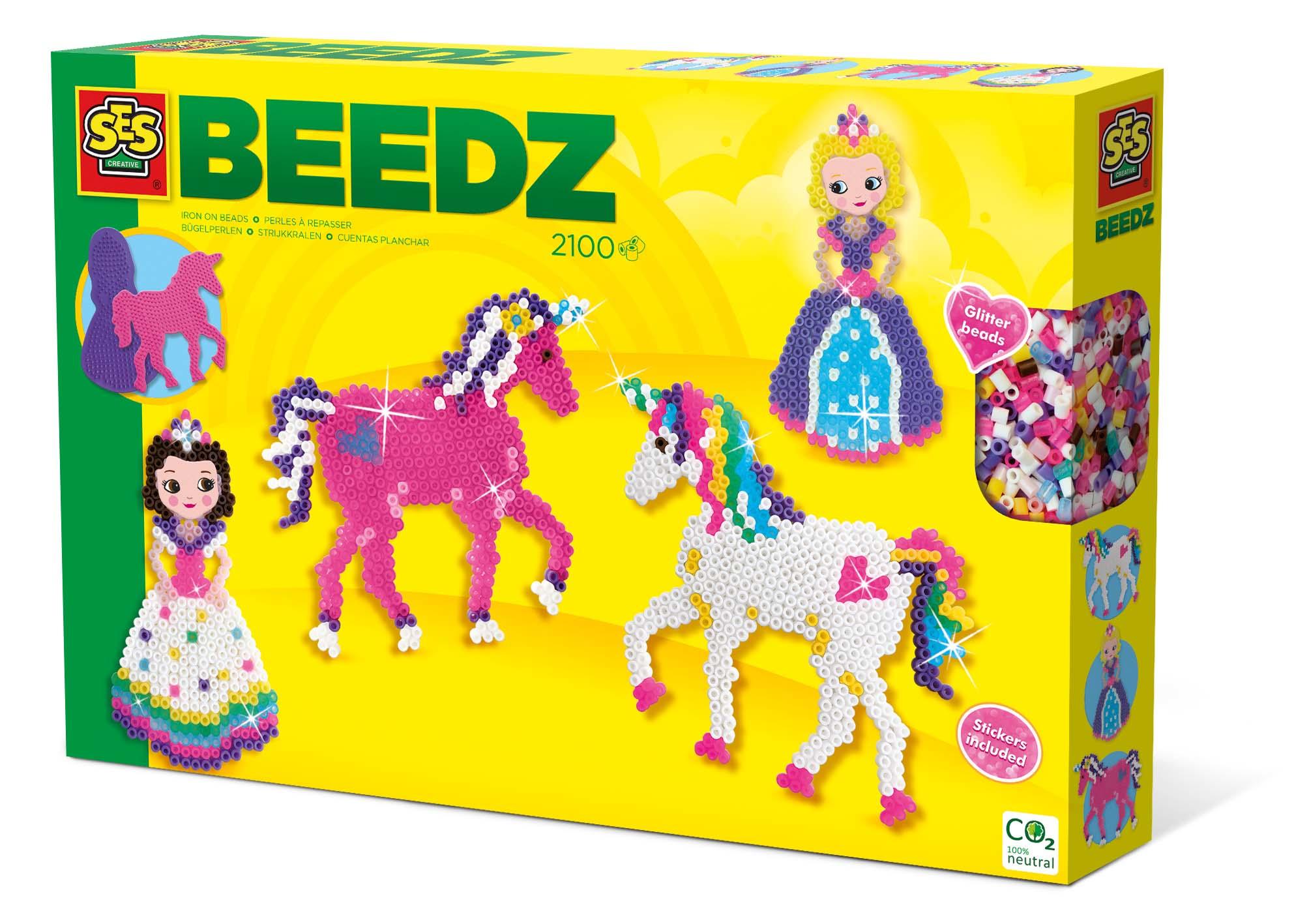 SES Creative Beedz - Perline da stirare unicorni e principesse (SES CREATIVE Children's Beedz Unicorns and Princesses Glitter I