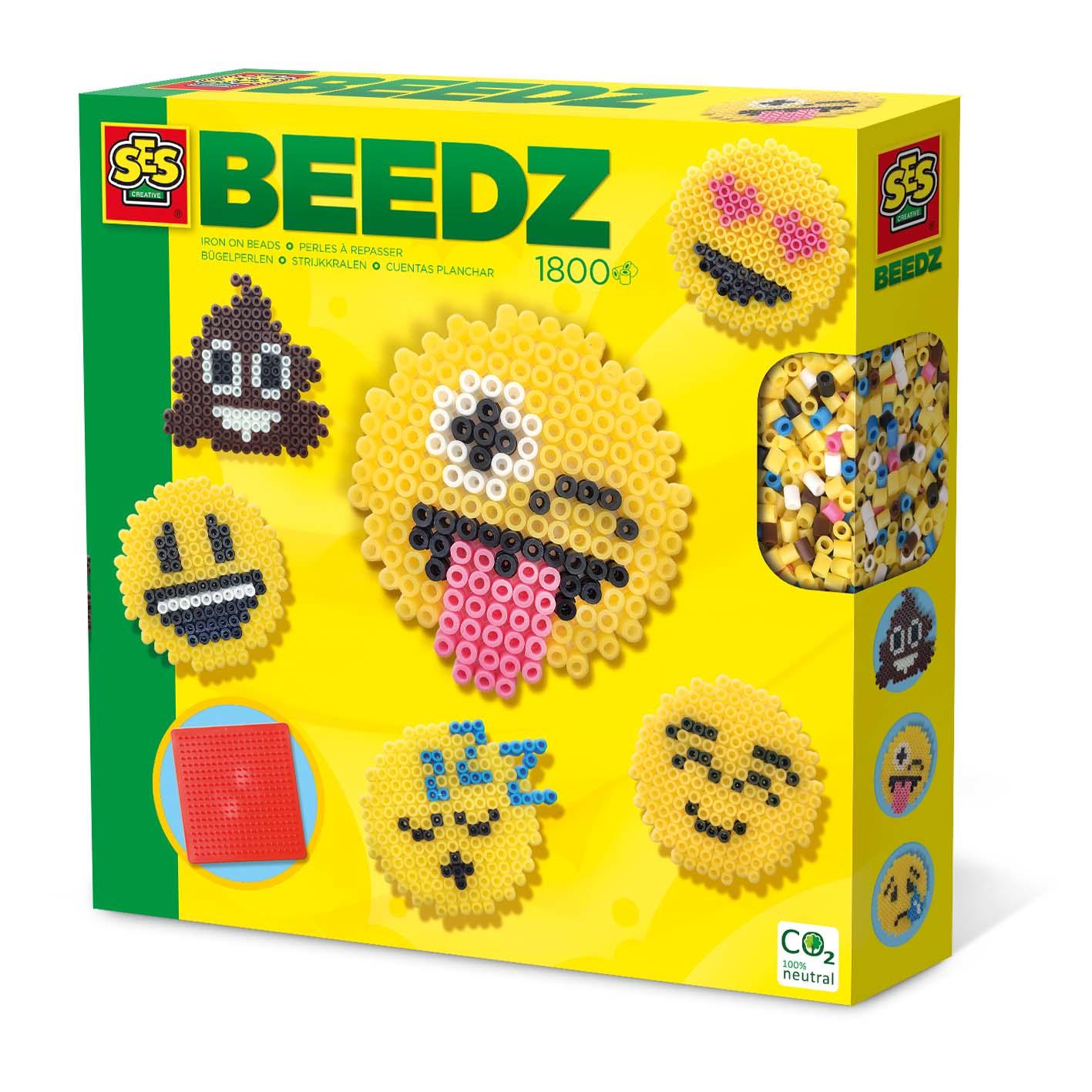 SES Creative Beedz emoticon perline da stirare (SES CREATIVE Children's Beedz Emoticons Iron-on Beads Mosaic Set 1800 Iron-on