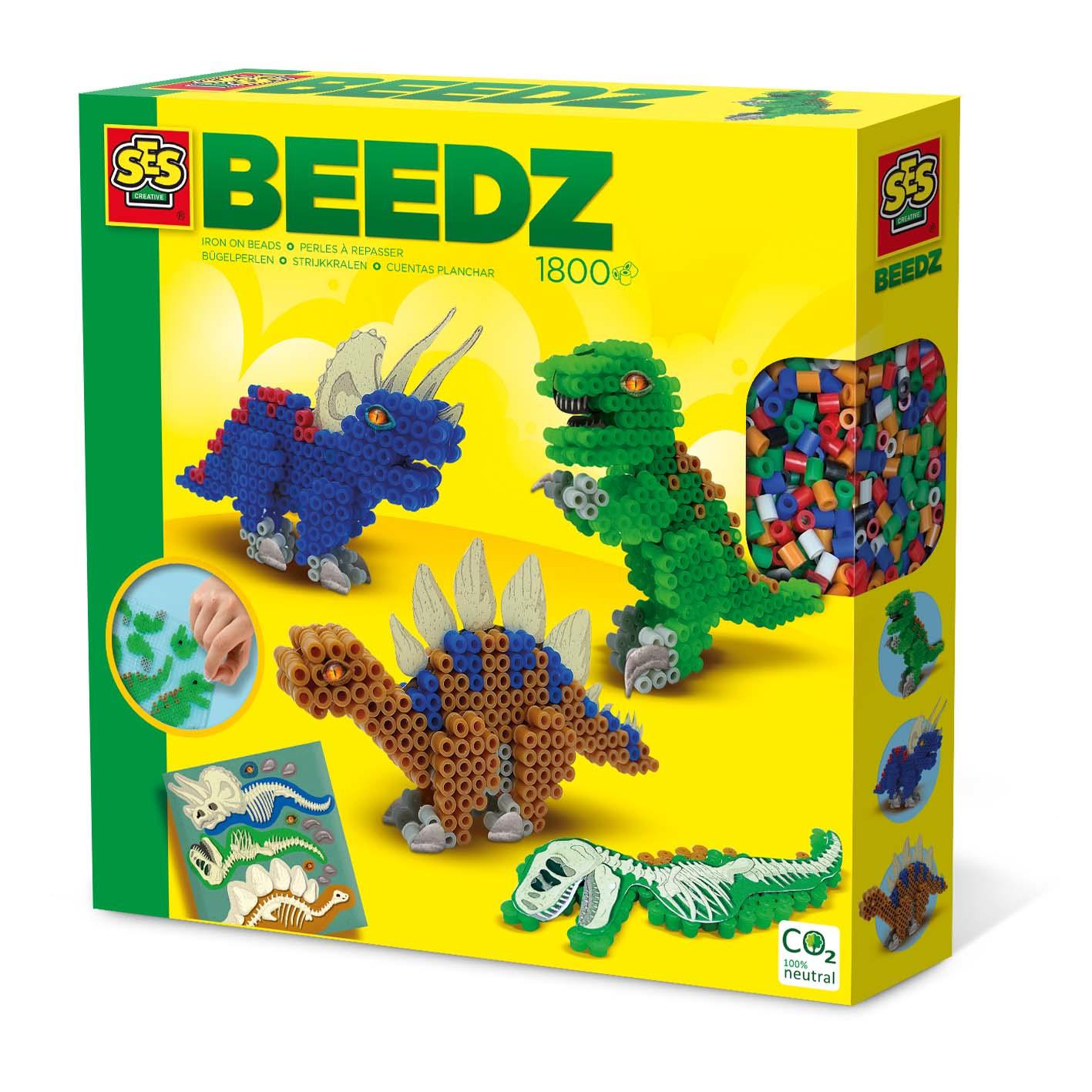 SES CREATIVE Dinos Iron-on Beads Mosaic Set 5 Years or Above 06262