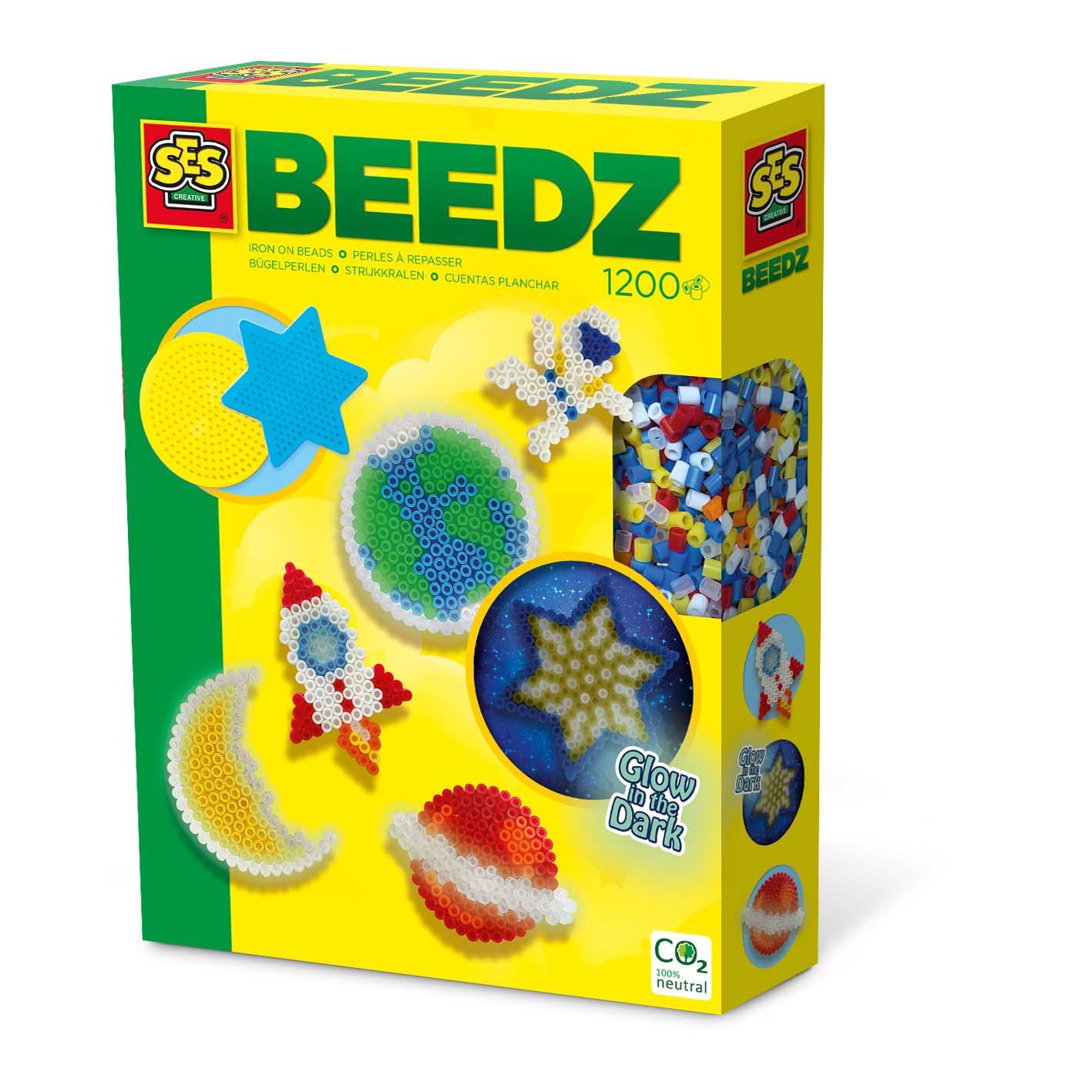 SES CREATIVE Glow in the Dark Universe Iron-on Beads Mosaic Set 5 Years or Above 06302