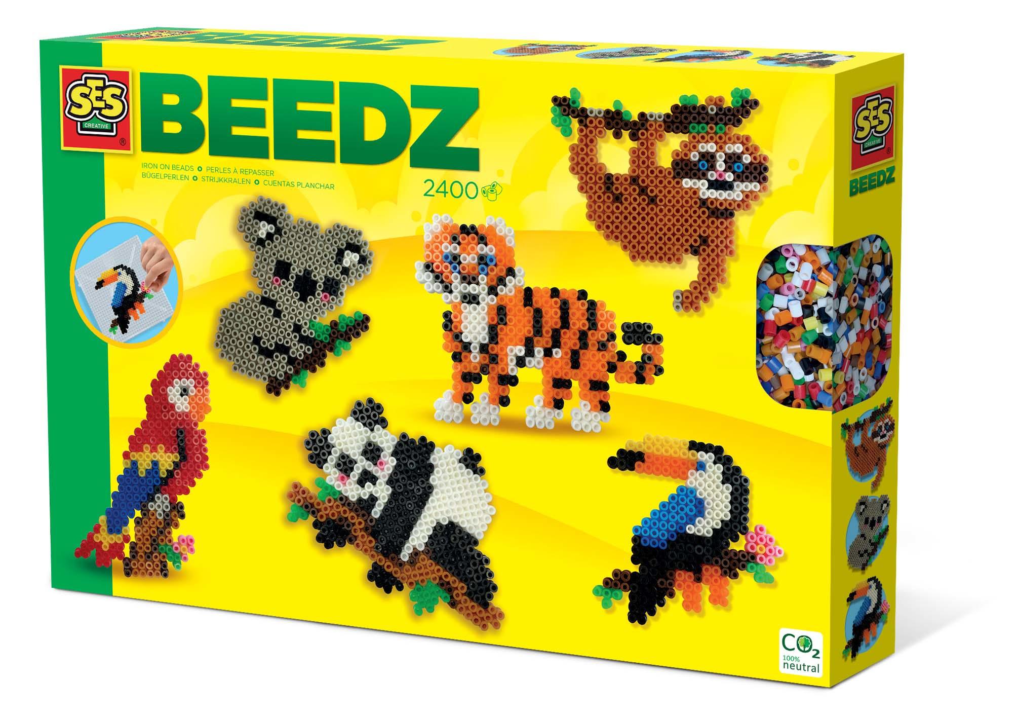 SES CREATIVE Jungle Animals Iron-on Beads Mosaic Set 5 Years or Above 06303