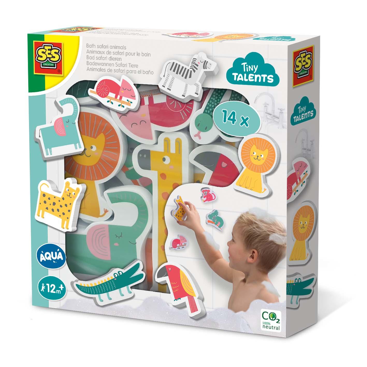 SES Creative Tiny Talents Animali safari da bagno (SES CREATIVE Tiny Talents Children's Bath Safari Animals Bath Toys 14x Foam