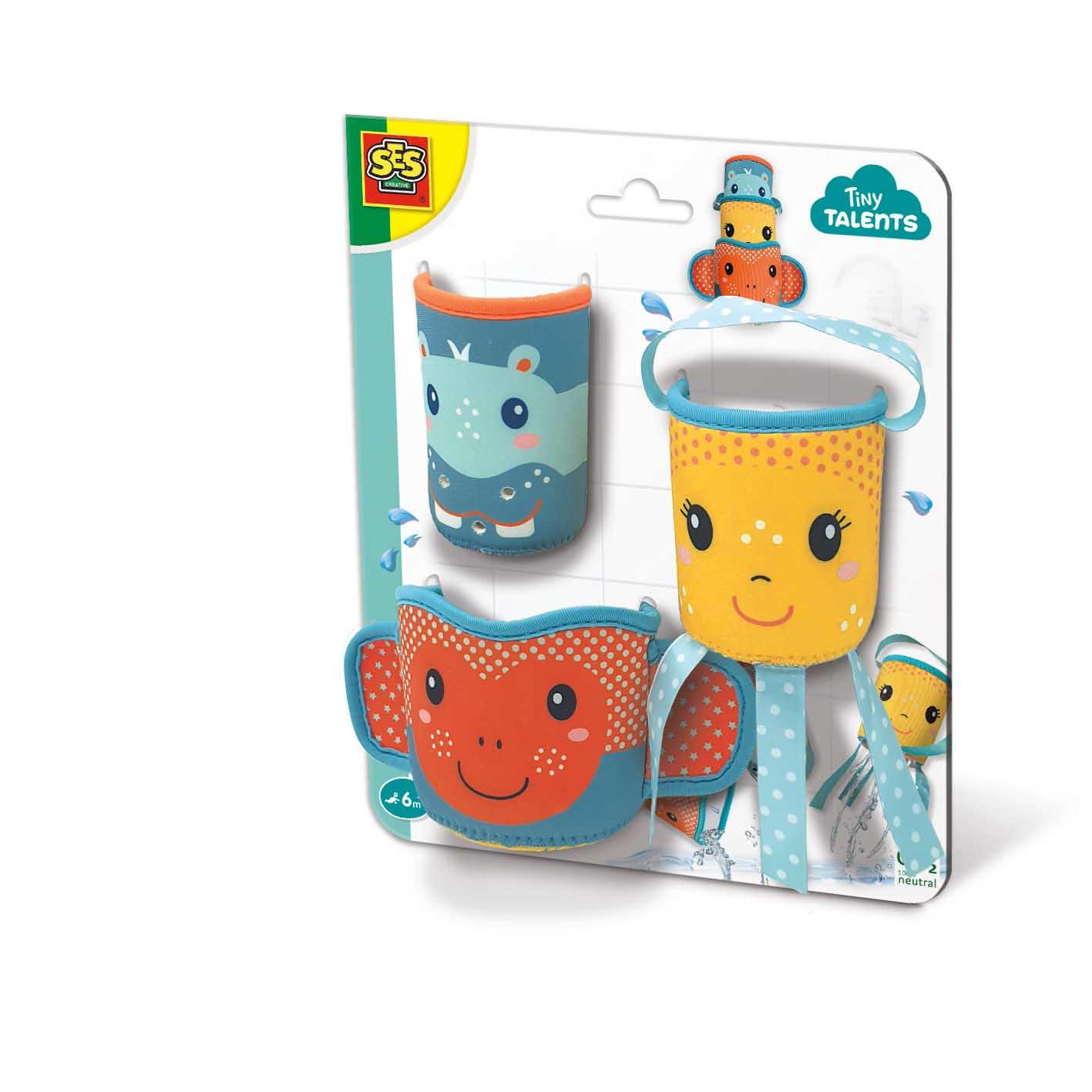 SES CREATIVE Tiny Talents Bath Cups Neoprene Bath Toy 6 Month and Above 13123