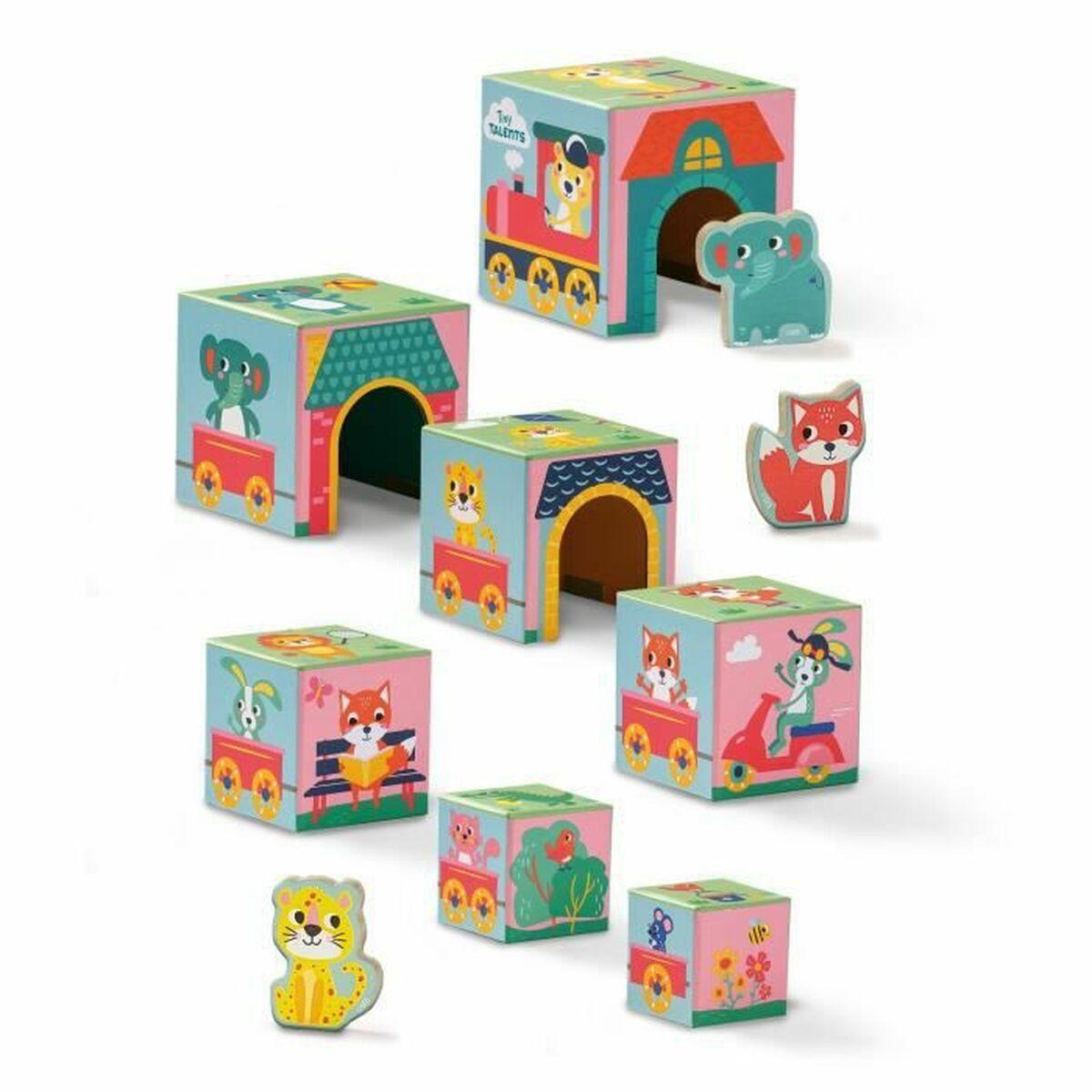 SES CREATIVE Tiny Talents Stacking Blocks Tower with Animal Figures Six Months and Above 13142