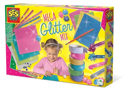 SES Creative Mega set per creazioni con i brillantini (SES CREATIVE Children's Mega Glitter Mix Handicraft Set 5 to 12 Years Mu