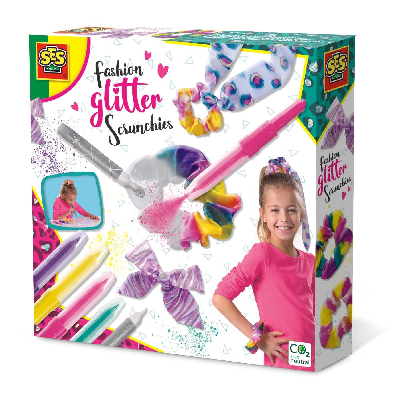 SES Creative Fashion elastici con brillantini (SES CREATIVE Children's Fashion Glitter Scrunchies Set Unisex Five Years and Abo