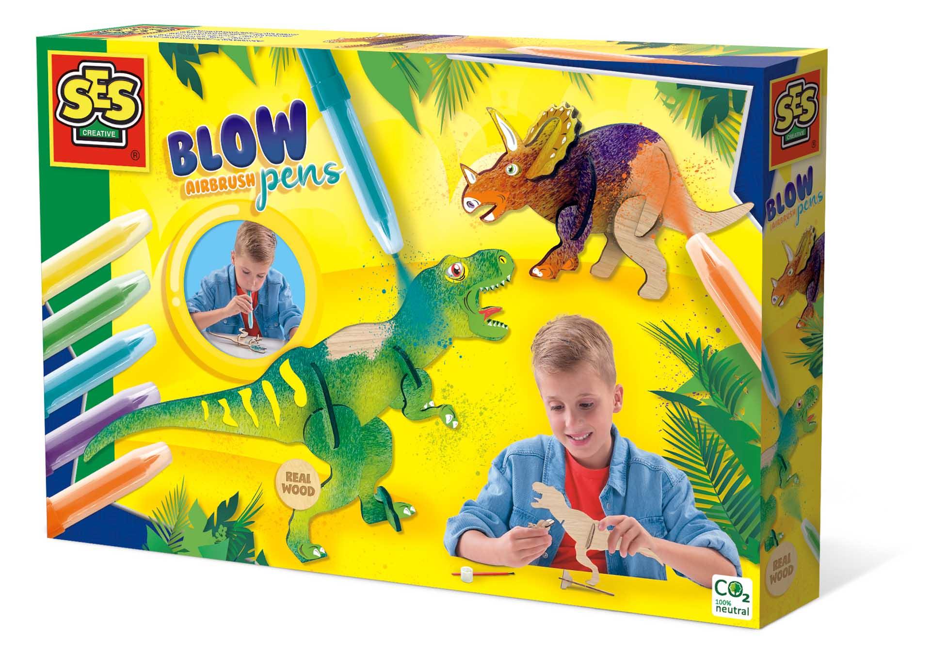 SES CREATIVE Dinosaurs Blow Airbrush Pens 5 Years and Above 14284