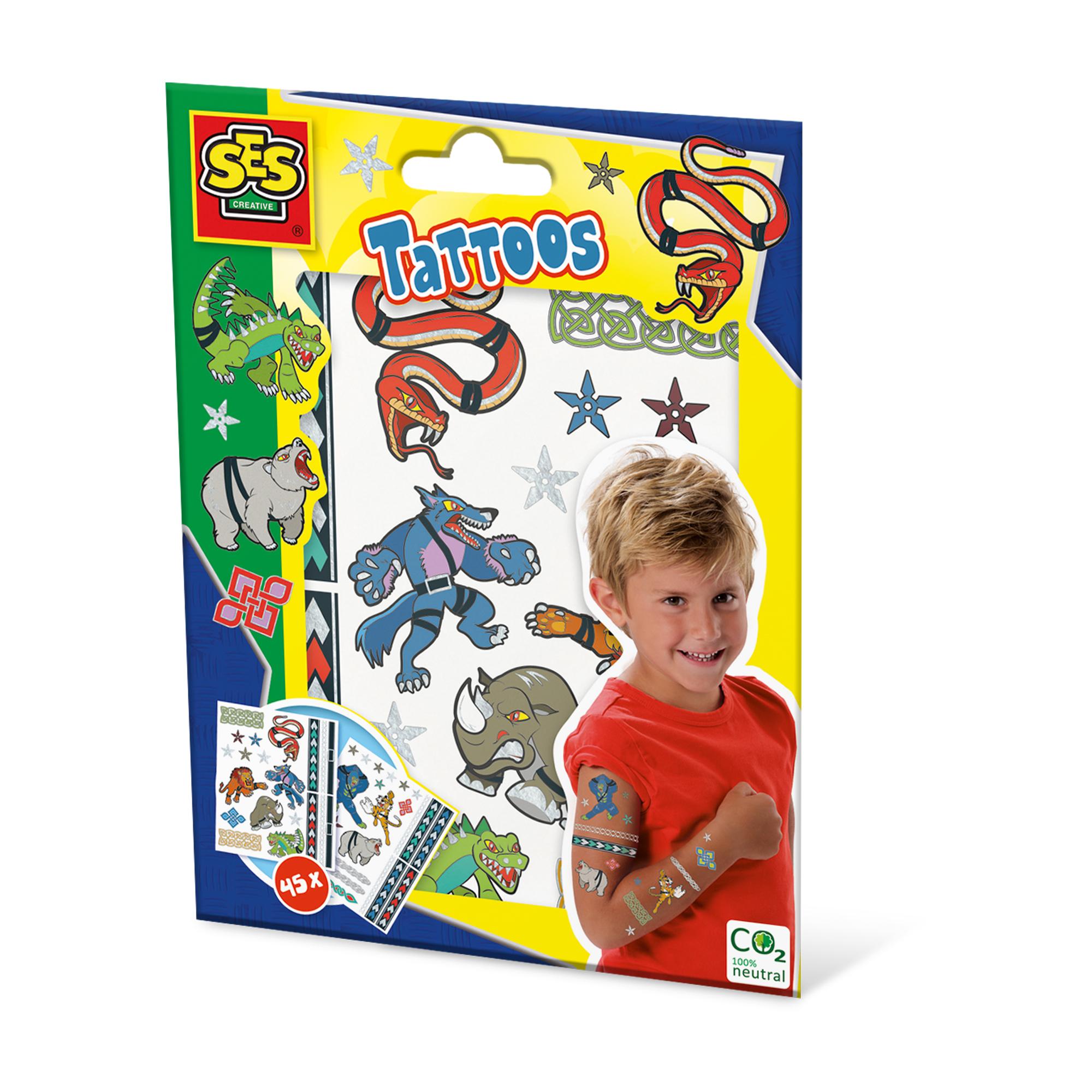 SES CREATIVE Animal Fighters Tattoos for Children 3 Years and Above 14287