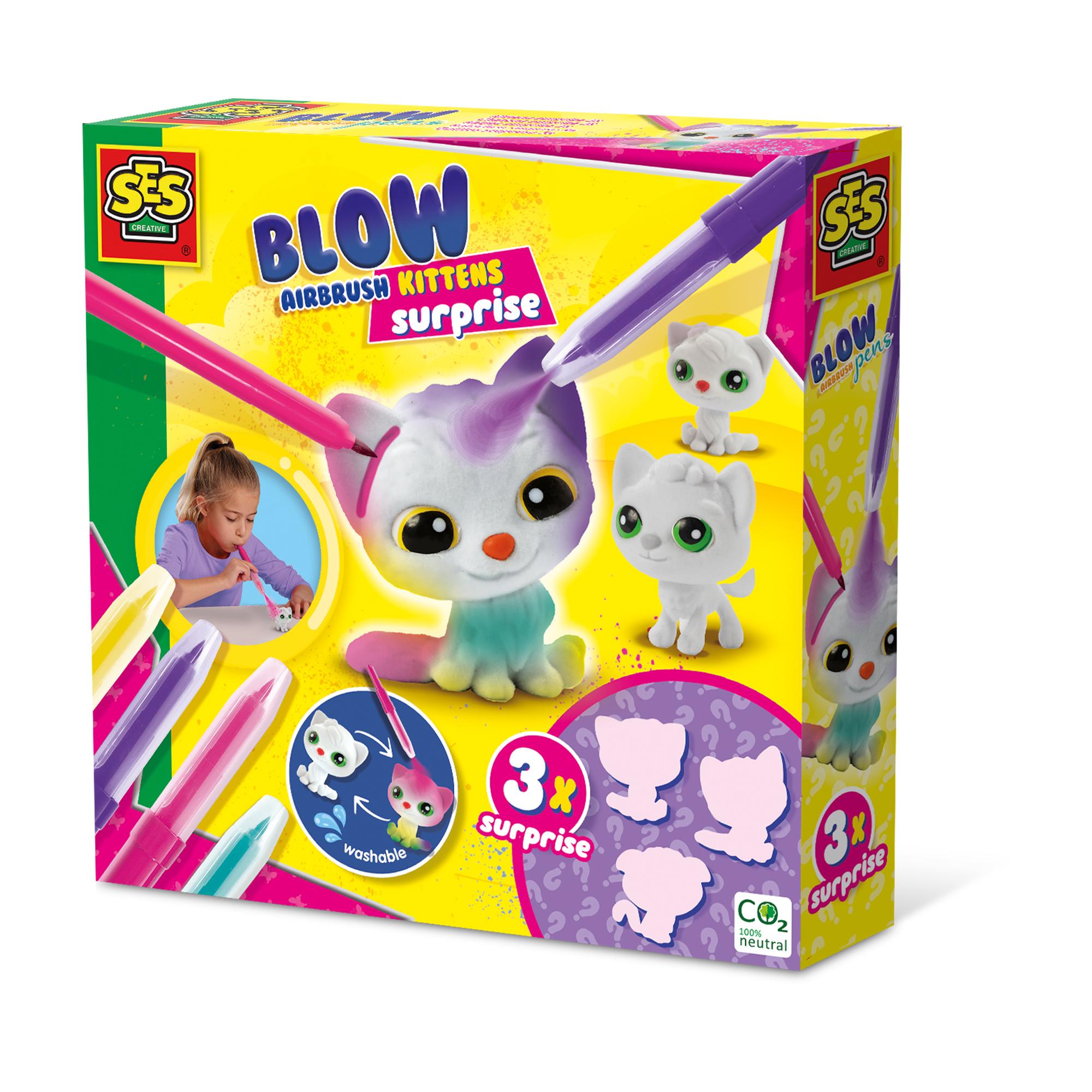 SES CREATIVE Blow Airbrush Pens Kittens Surprise 5 Years and Above 14334