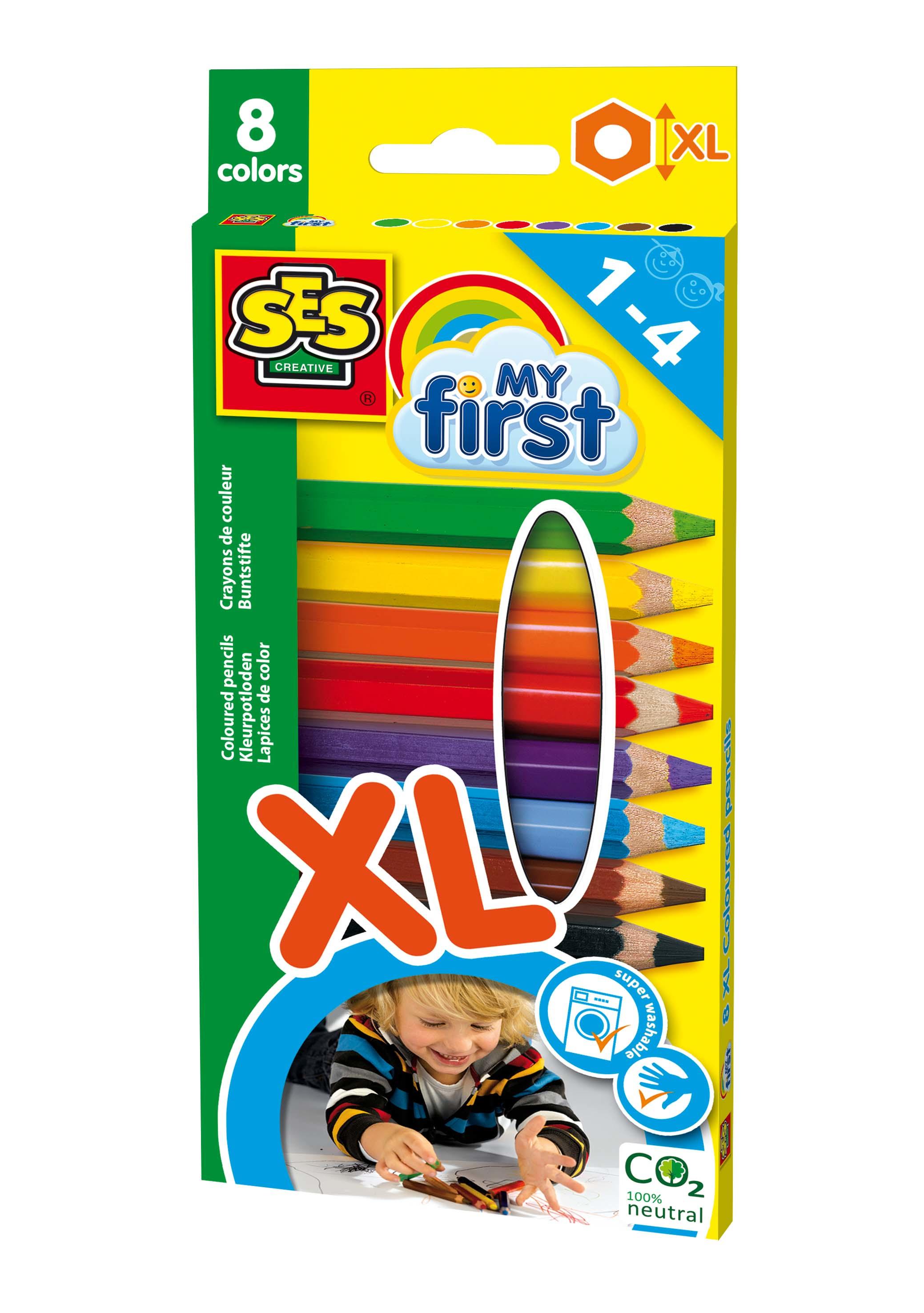 SES Creative My First Matite colorate (SES CREATIVE Children's My First Coloured Pencils Set 8 XL Size Mini Colour Pencils 1 to