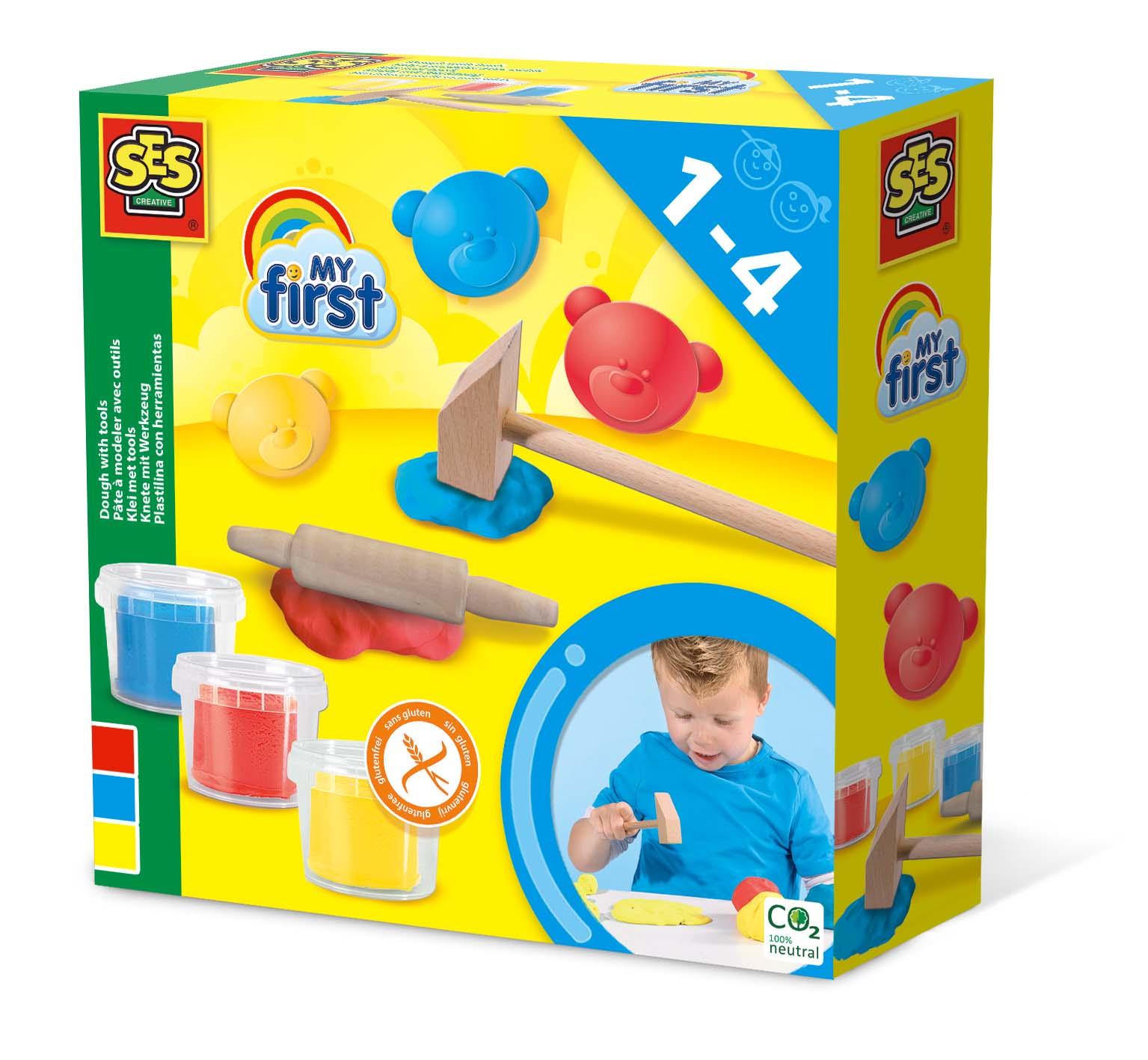 SES Creative My First - Plastilina con utensili 3x90gr (SES CREATIVE Children's My First Modelling Dough with Clay Tools Set 3