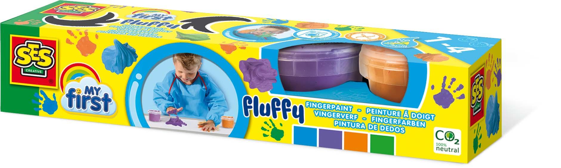 SES Creative My First Pittura con le dita soffice (SES CREATIVE Children's My First Fluffy Washable Fingerpaint Set 4 Paint Pot