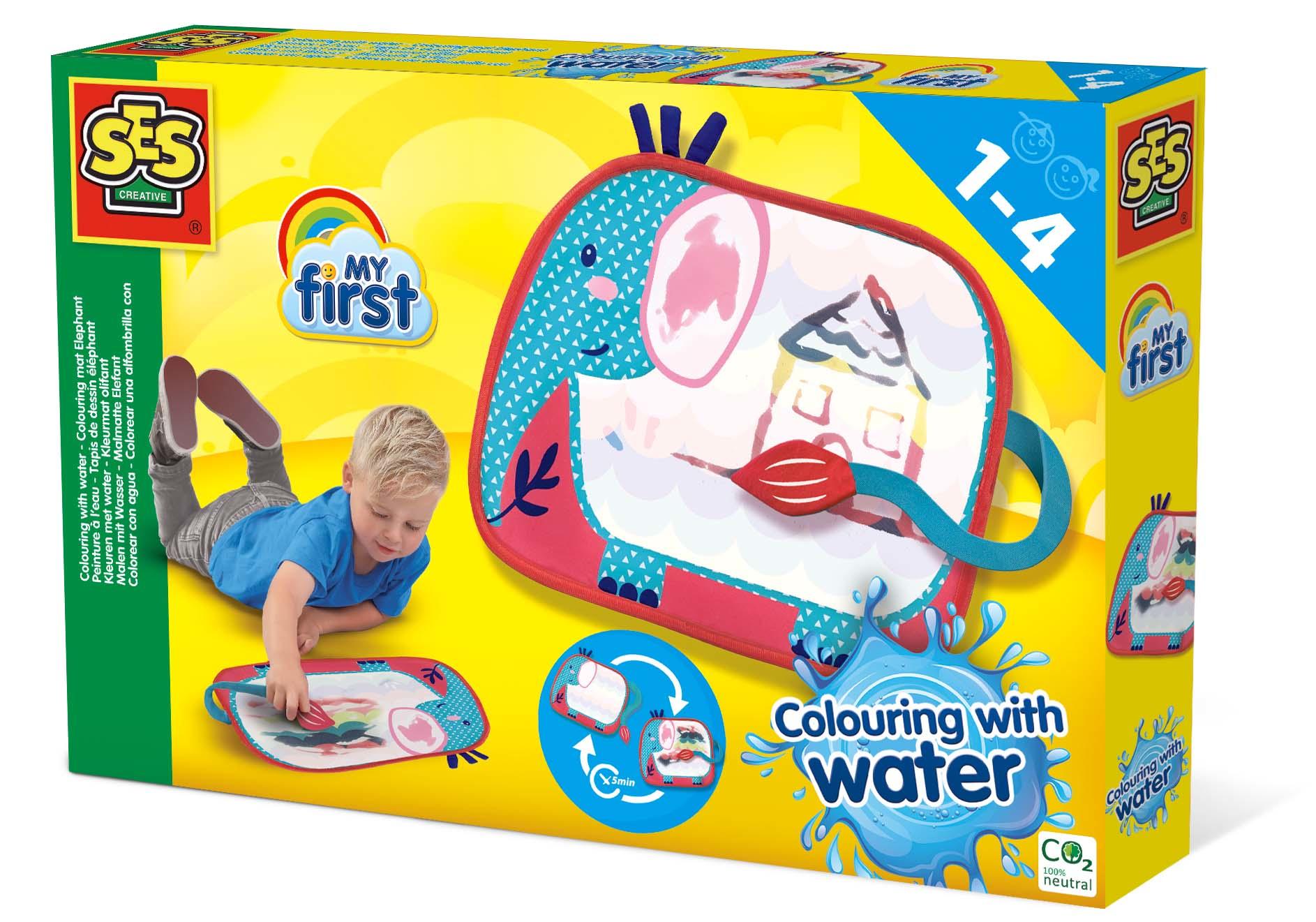 SES Creative My First Colorare con l'acqua - Tappetino da colorare con elefante (SES CREATIVE Children's My First Colouring wit