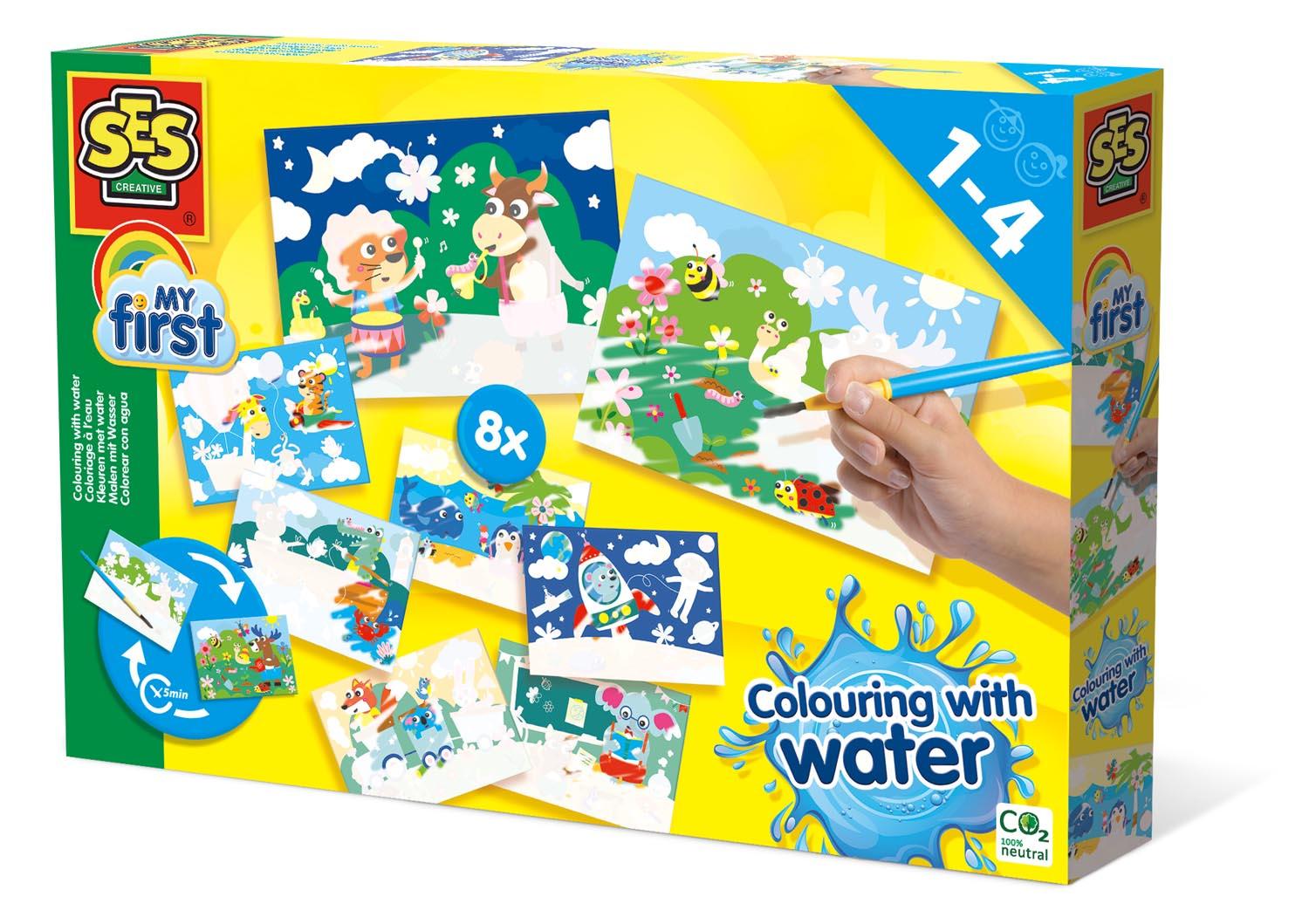 SES CREATIVE Children's Hidden Animals Mega Colouring with Water Set 12 Months and Above 14459 - Versione UK
