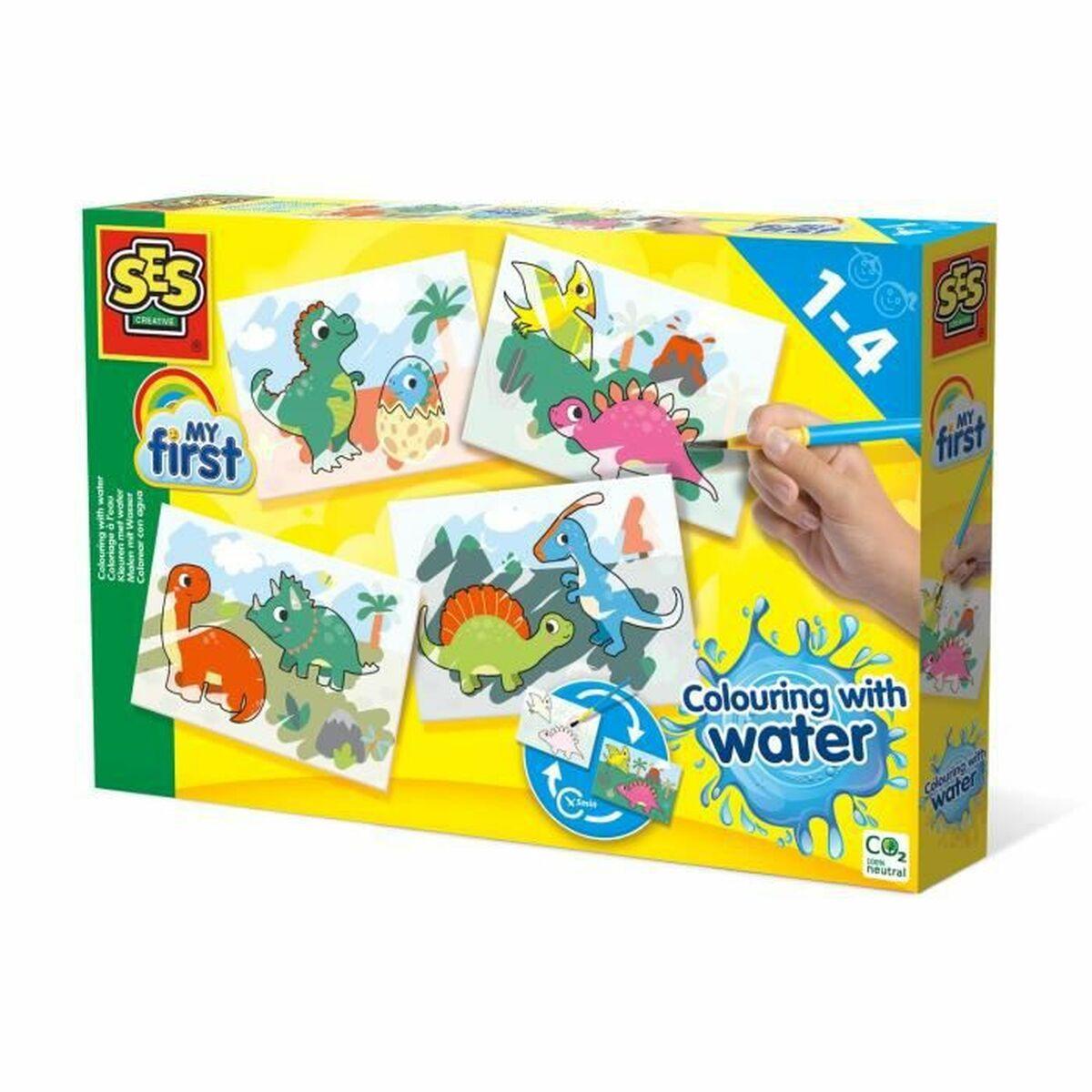 SES CREATIVE Dinos Colouring with Water Painting Set 1 to 4 Years 14465