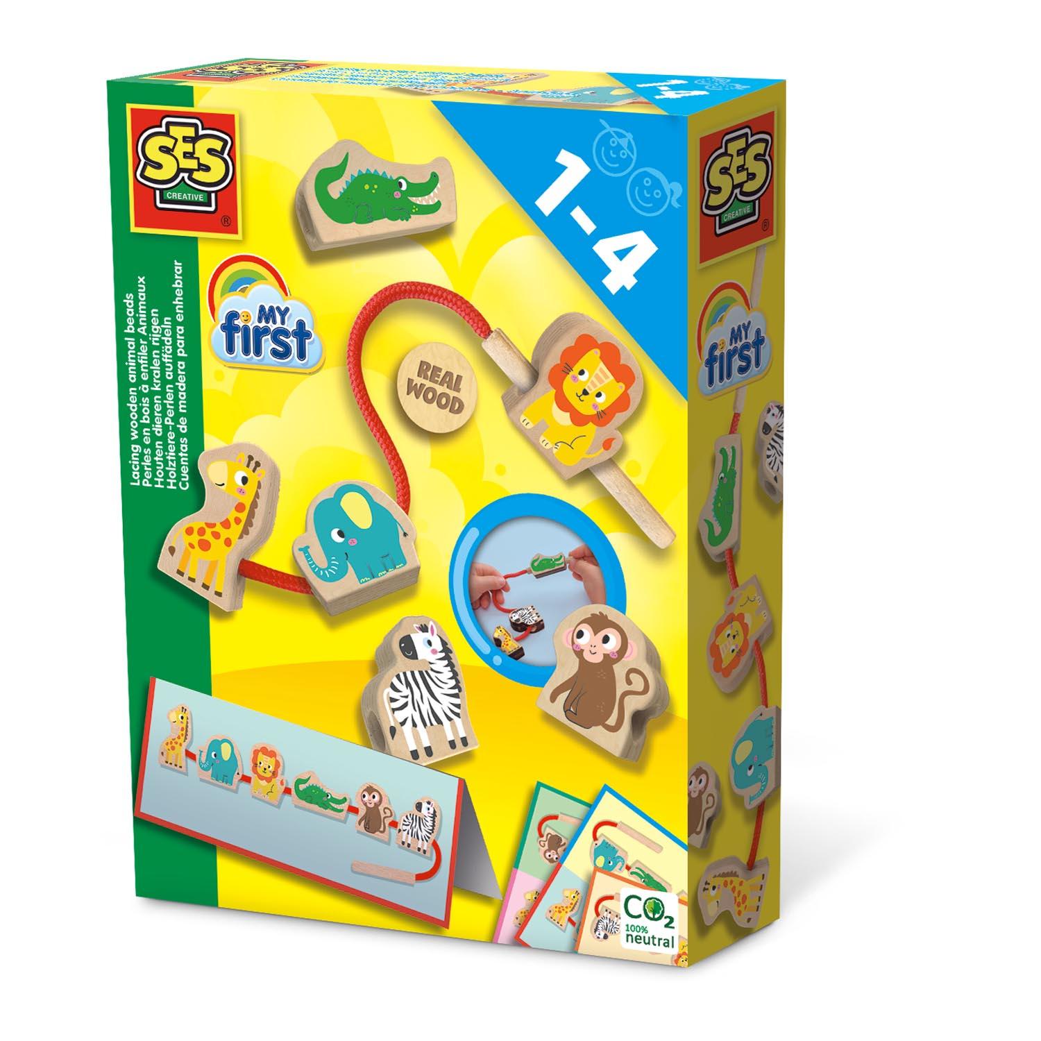 SES CREATIVE My First Lacing Wooden Animal Beads 1 to 4 Years 14487