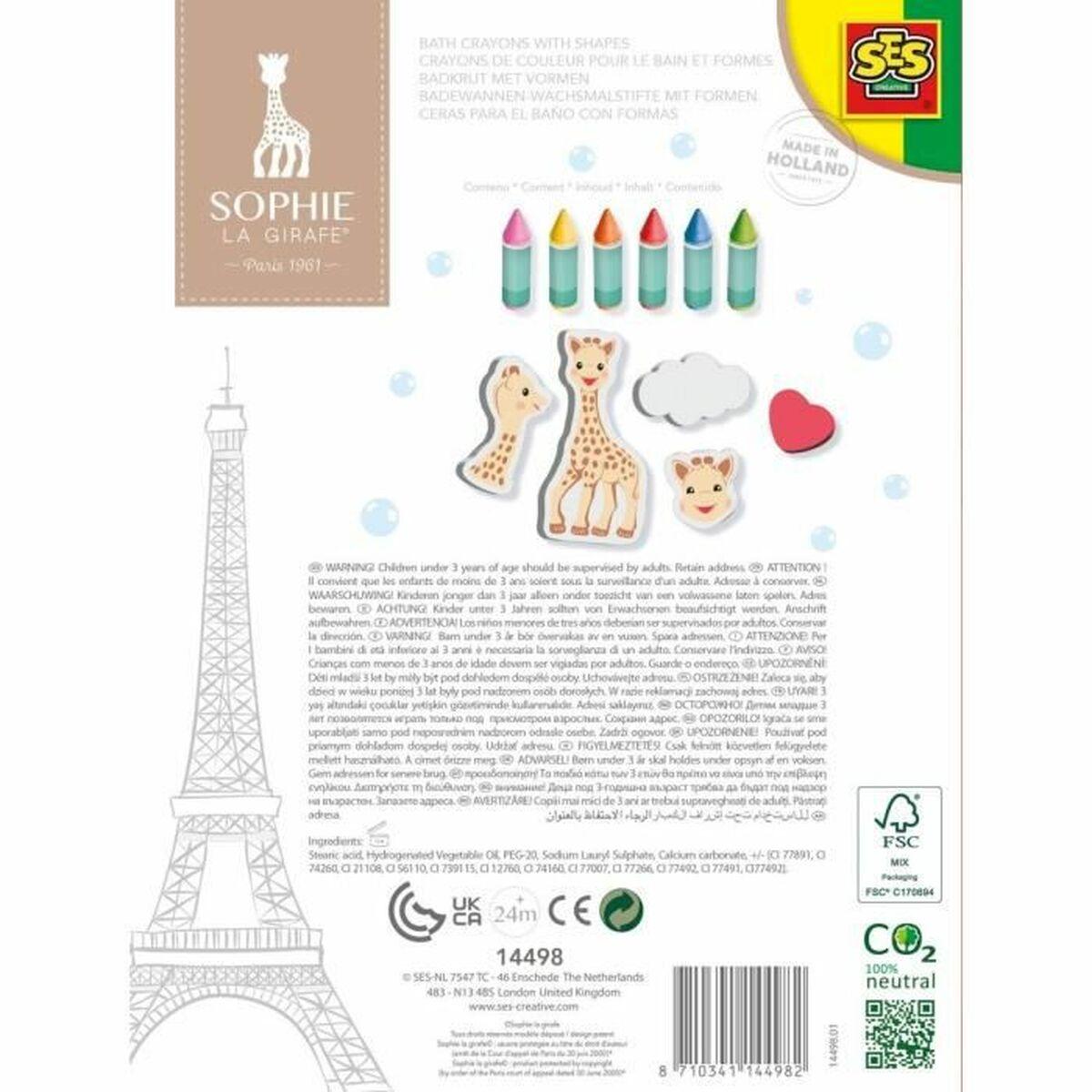 SES CREATIVE Sophie La Giraffe Bath Crayons with Shapes 2 Years and Above 14498