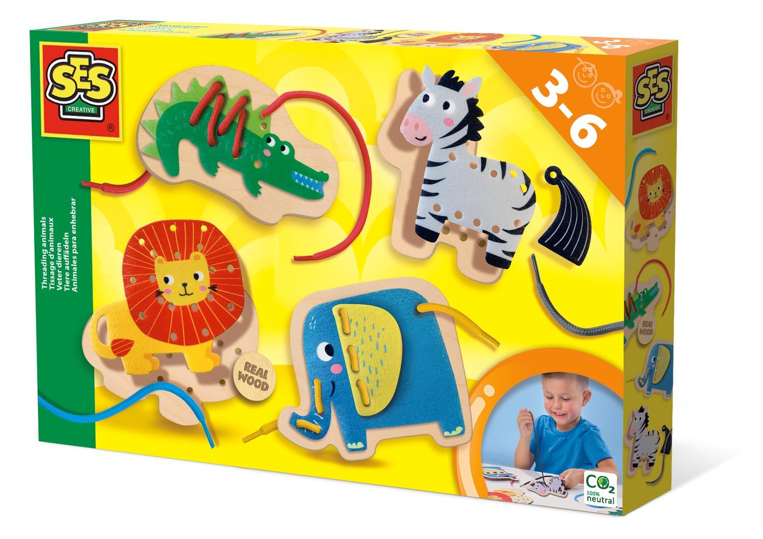 SES CREATIVE Threading Animals Set 3 to 6 Years 14633