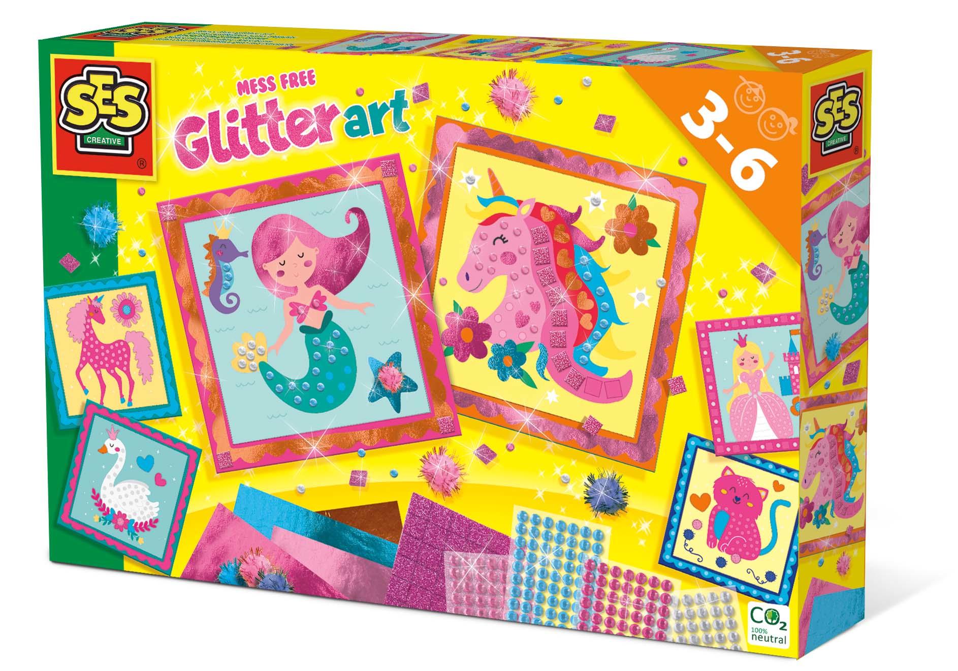 SES Creative Arte con brillantini che non sporcano (SES CREATIVE Children's Mess Free Glitter Art Unisex Three to Six Years Mul