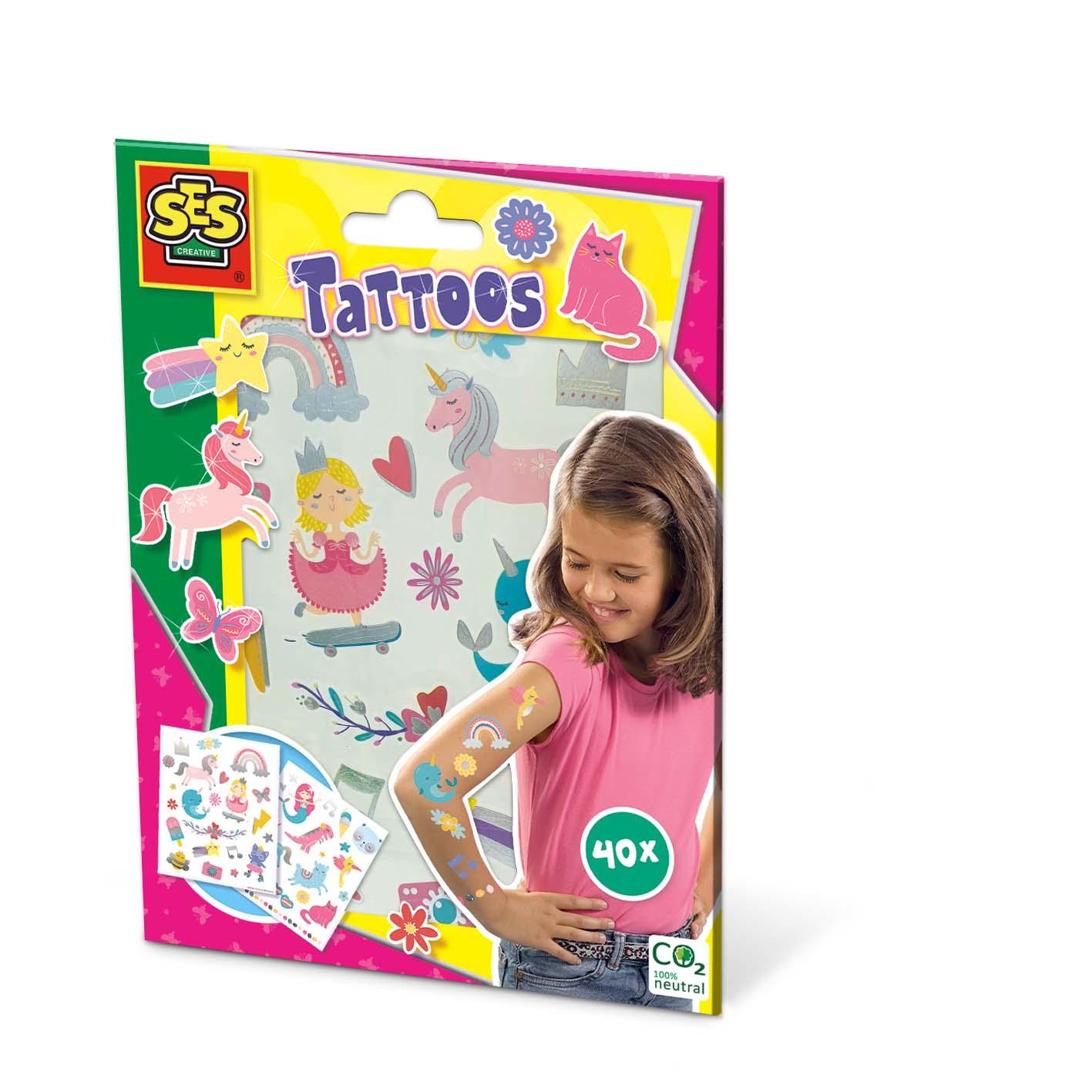 SES Creative Tatuaggi per bambini - Favole (SES CREATIVE Children's Tattoos for Fairy Tales 40 Metallic Effect Temporary Tattoo