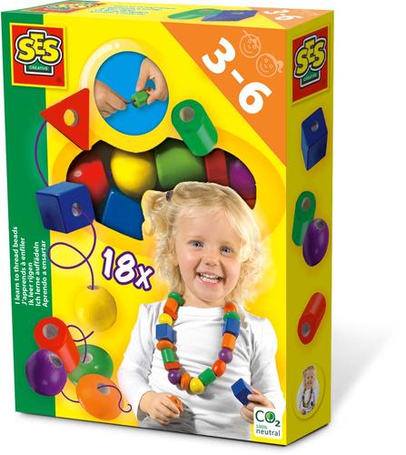 SES Creative Imparo a infilare le perline per bambini (SES CREATIVE I Learn to Thread Beads Kit Unisex Ages Three to Six Years