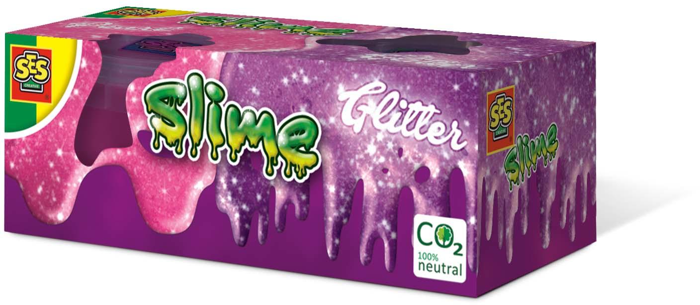 SES Creative Slime - Brillantini 2x120gr (SES CREATIVE Slime Glitter Dual Set Unisex Ages Three to Twelve Years Pink/Purple 150