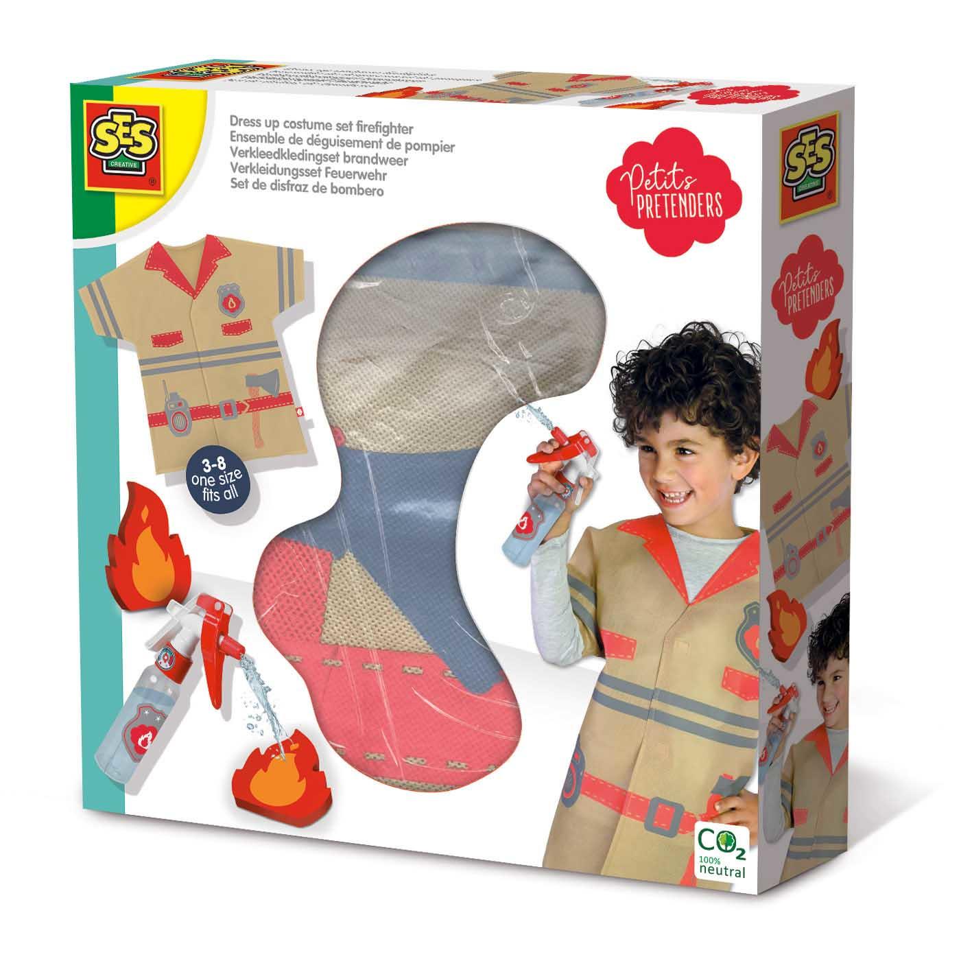 SES CREATIVE Petits Pretenders Firefighter Dress Up Costume Set 3 Years and Above 18021