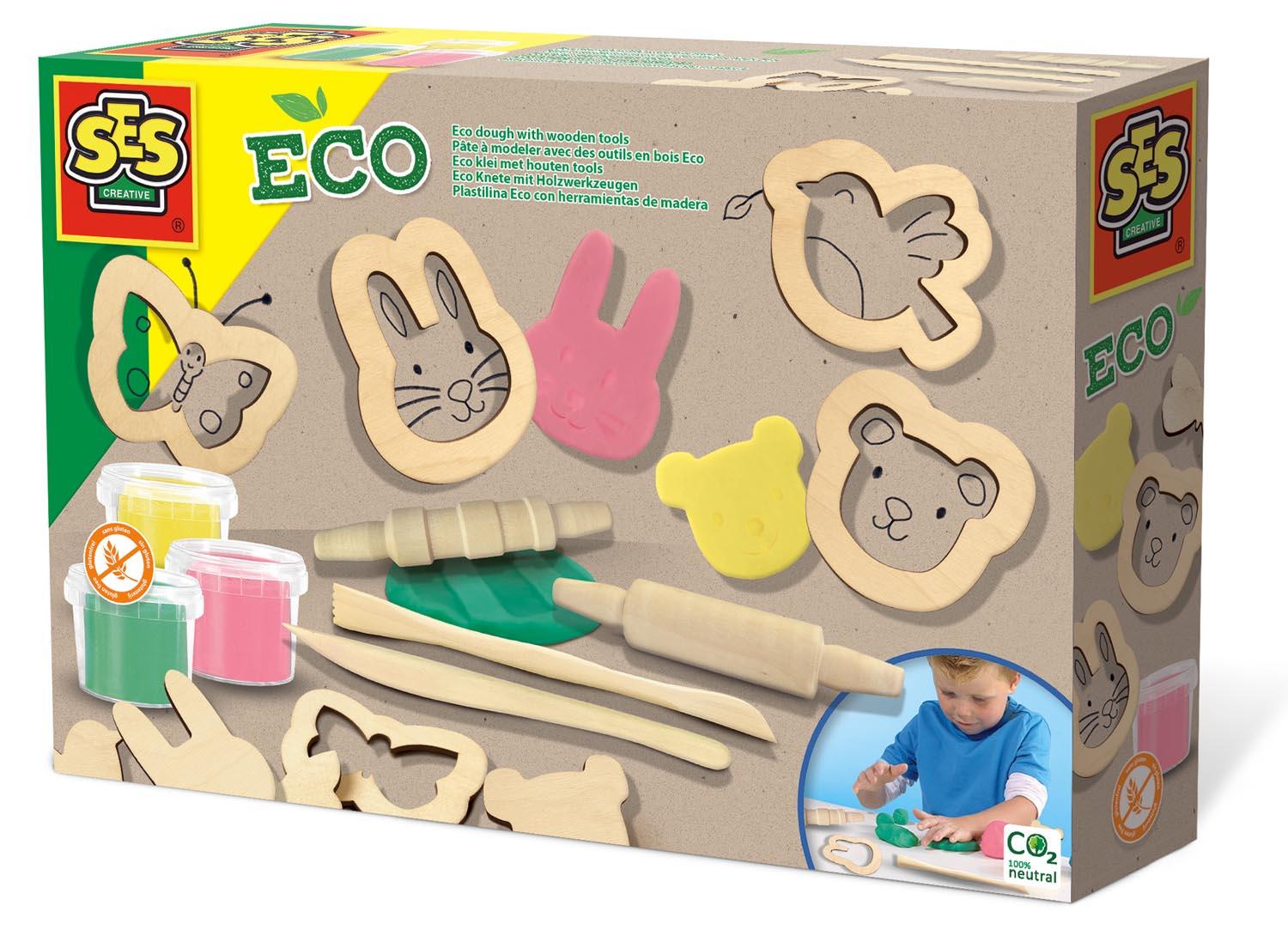 SES CREATIVE Eco Dough with Wooden Tools Set 3 Years and Above 24917